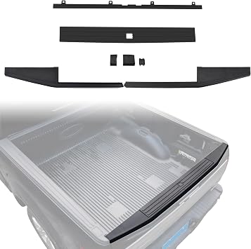 Tailgate Cap Molding Kit for Ford F150 15-20, Combined Smooth Finish OE Style Integrated Step Flexible Flex Step Top Trim Protector Cover for Ford F150 2015-2020 Accessories Black, 2PCS