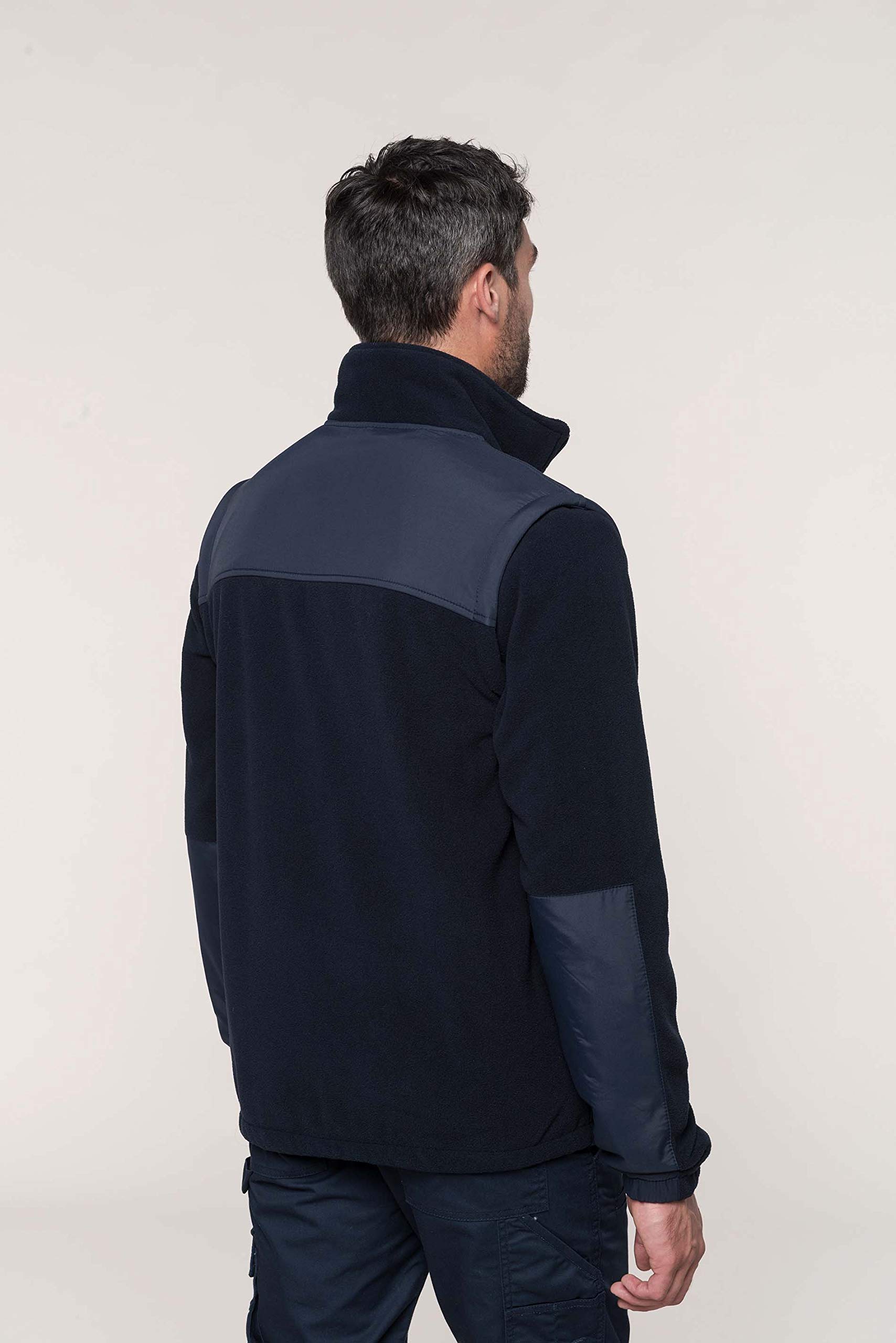 Fleecejacke Schwarz und Dunkelblau S M L XL XXL XXXL mit abnehmbaren Ärmeln als Weste weich und warm Damen und Herren