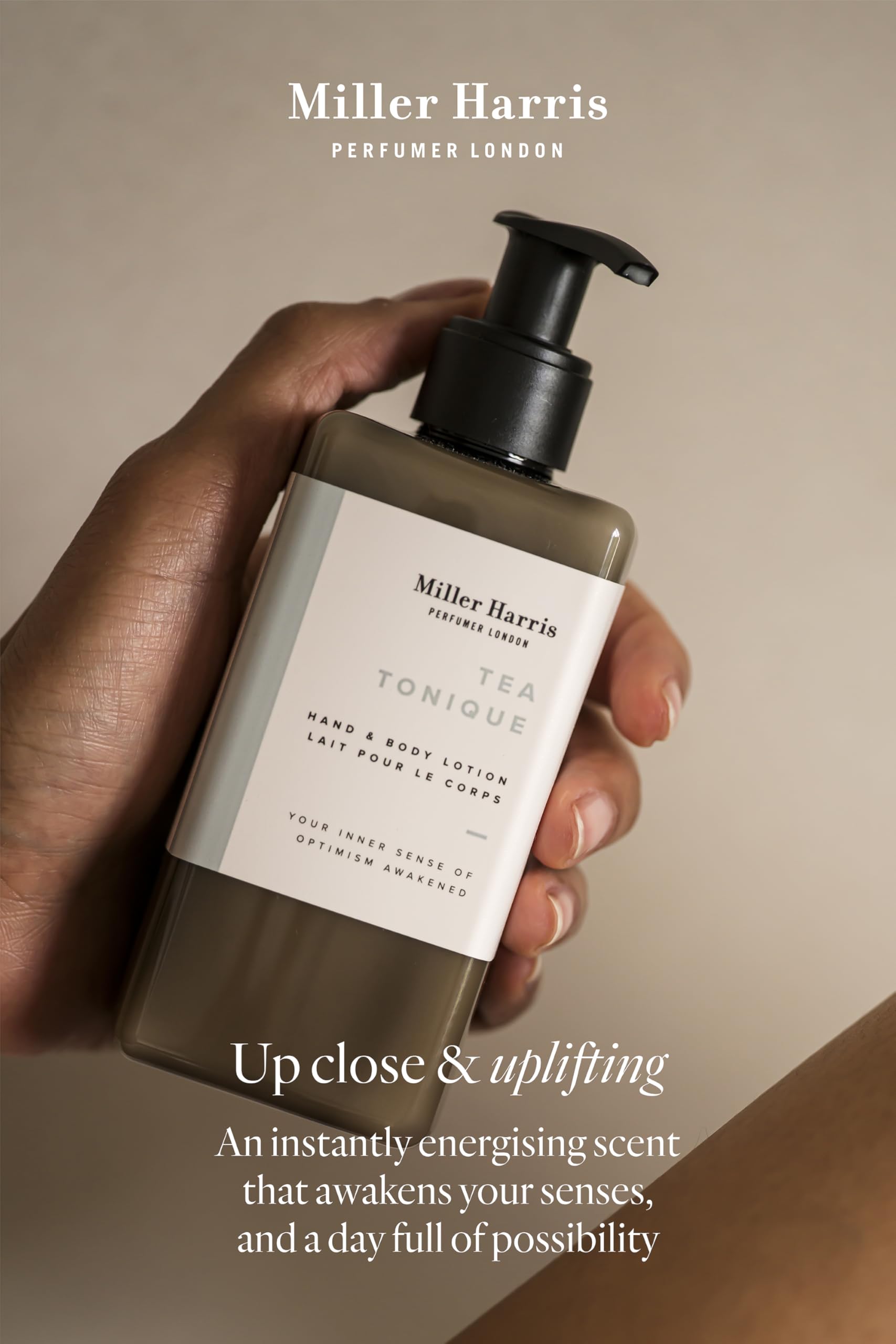 Miller Harris Tea Tonique Hand and Body Lotion 300ml - Shea Butter, Argan Oil, Aloe Vera & Vitamin B5, 300 ml (Pack of 1) - Image 4