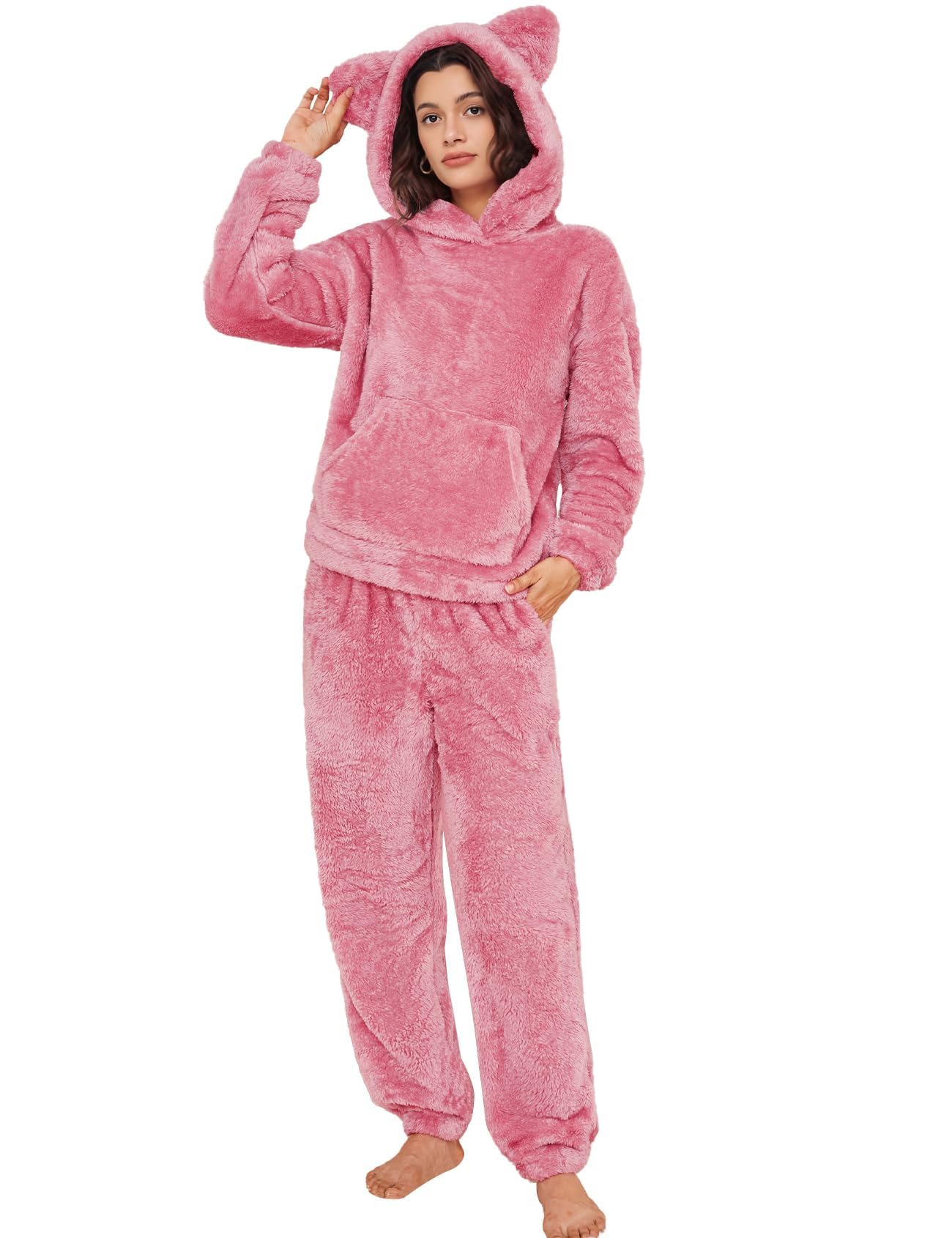 Flygo Women's Fluffy Pajamas Set