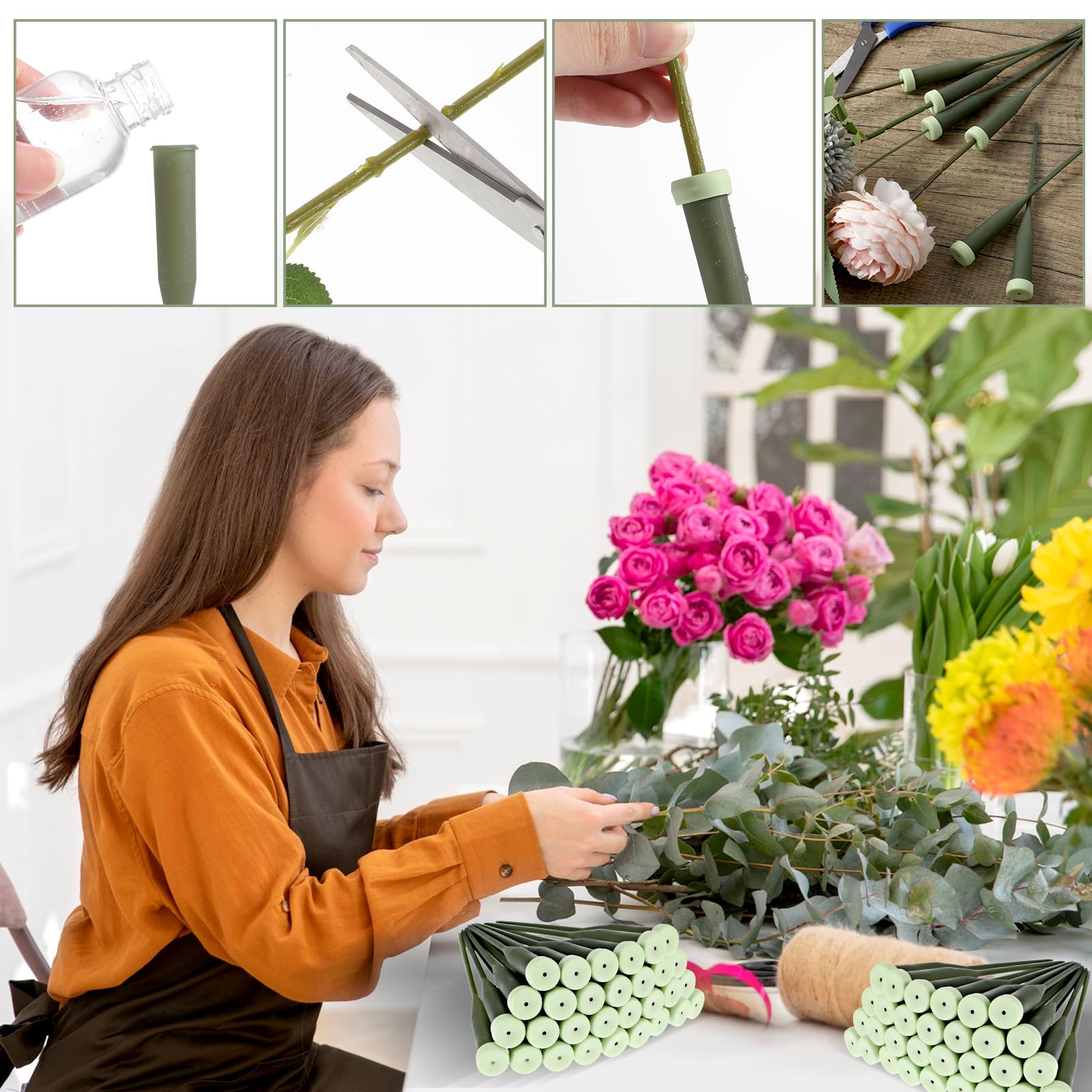 Fresh Flower Arrangements 270 Pcs - 6 Inch Plastic Flower Stem Holders ...