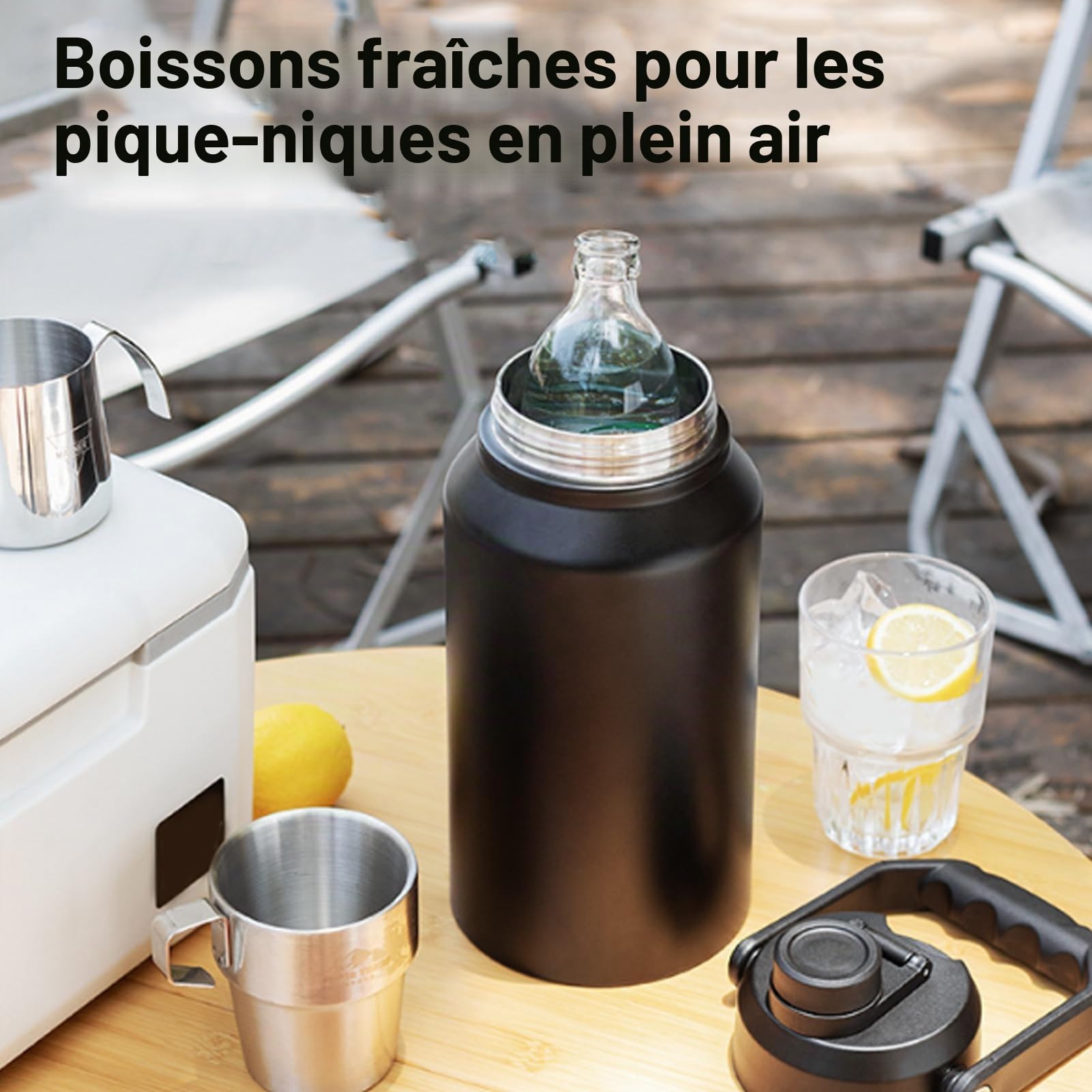 Bouteille D'eau Isotherme 3L avec Technologie Triple Isolation, Garde au Chaud 24h et au Froid 48h, en Acier Inoxydable 316, pour les Voyages, le Sport et la Salle de Sport (BLACK)