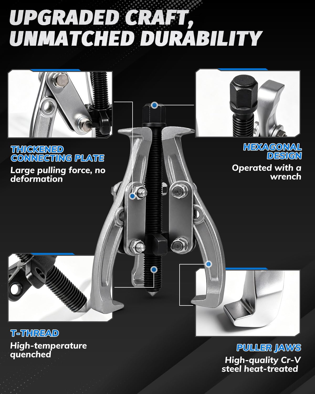 Juego Extractor de Rodamientos y Engranajes de 3" 4" 6" 8" de Acero Cr-V