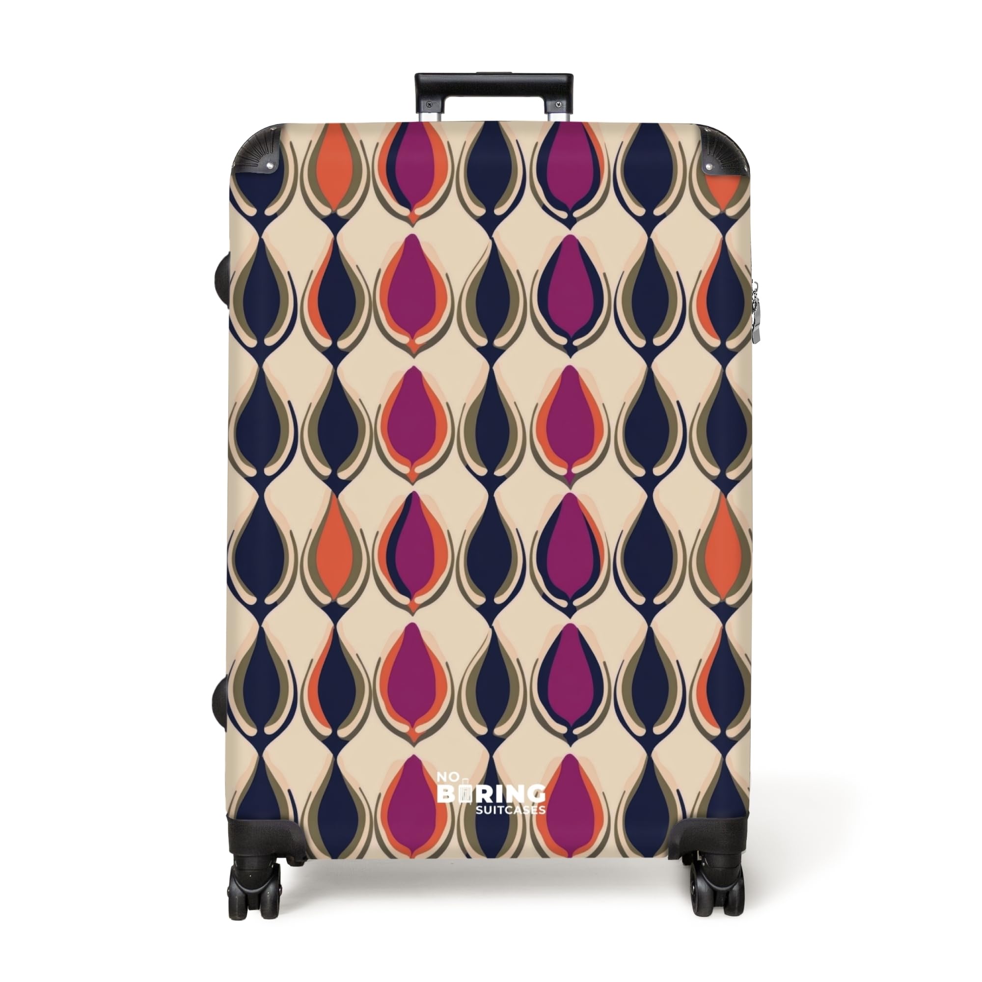 NoBoringSuitcases© Valigia Grande Trolley Da Stiva Viaggio Rigido Leggero 4 | 77x51.5x28 cm - Ruote Valigie Per Large XL Bagaglio Luggage Vintage - Retro - Colorato