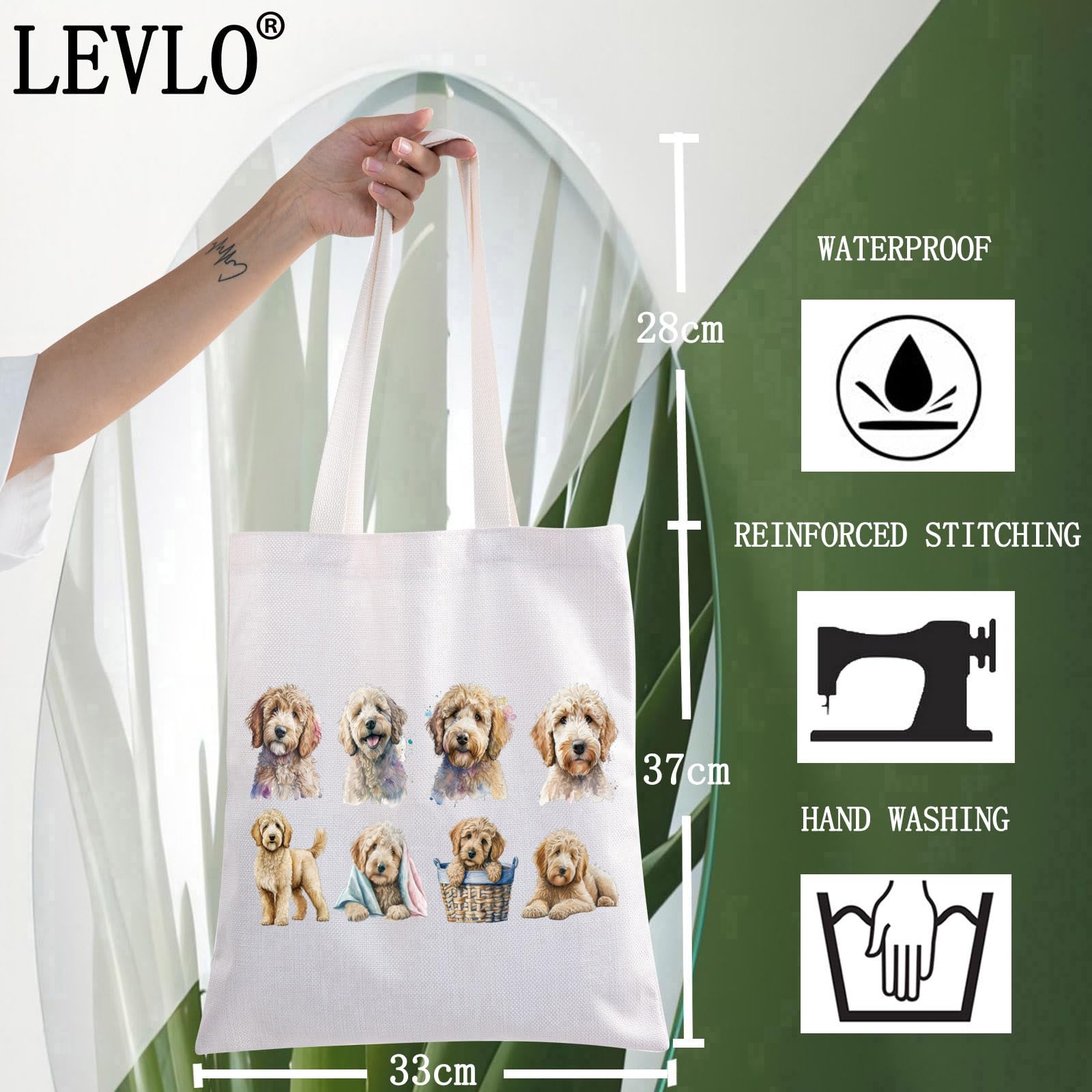 LEVLO Cosmetic Makeup Bag Gift - Cockapoo Dog Mom Travel Pouch, L, Cockapoo Tote Bag - Image 2