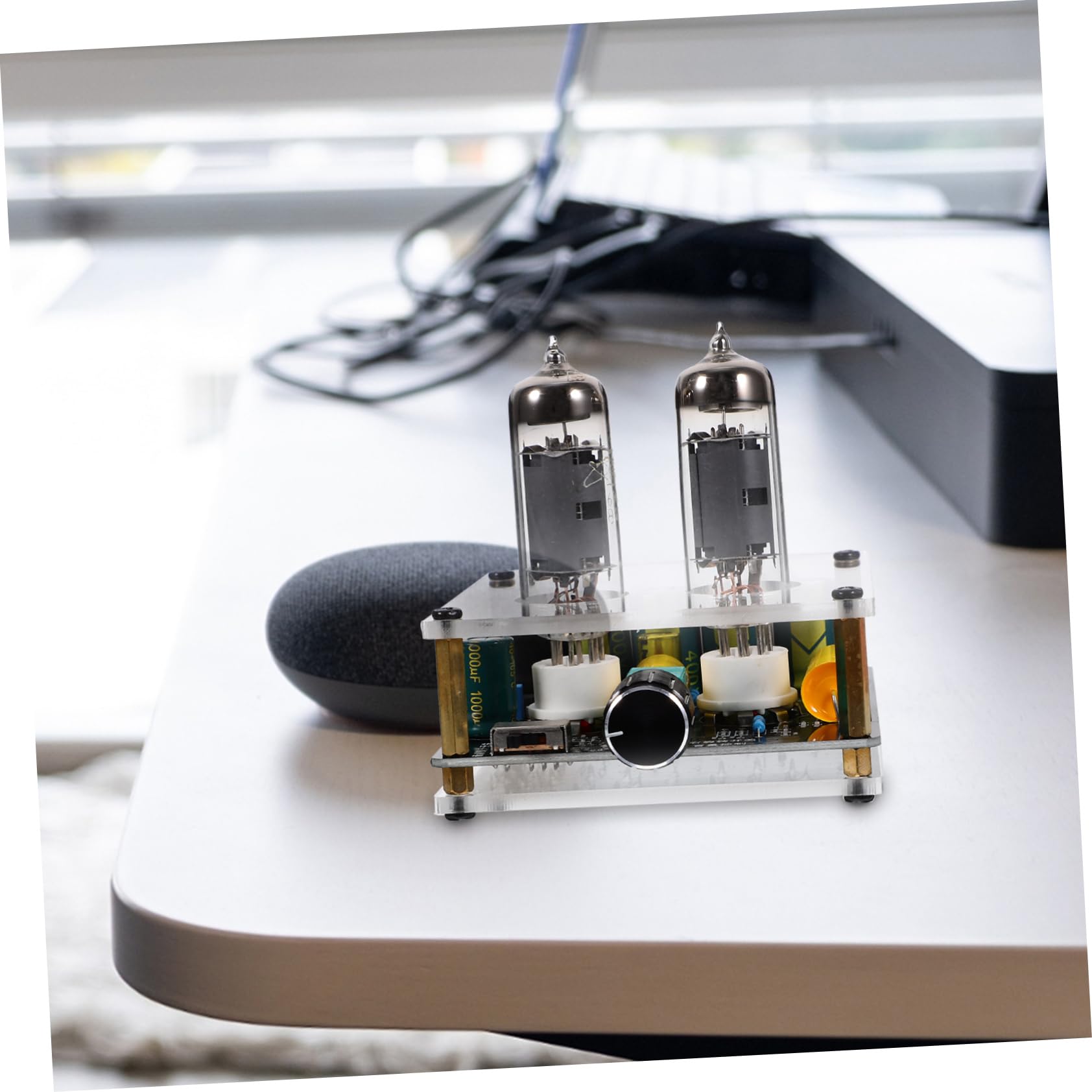 LALAFINA Preamplificatore Fono Valvolare per Giradischi Funzione Preamplificatore e Materiale Abs e Vetro per Sistemi Home Theater Fai da Te