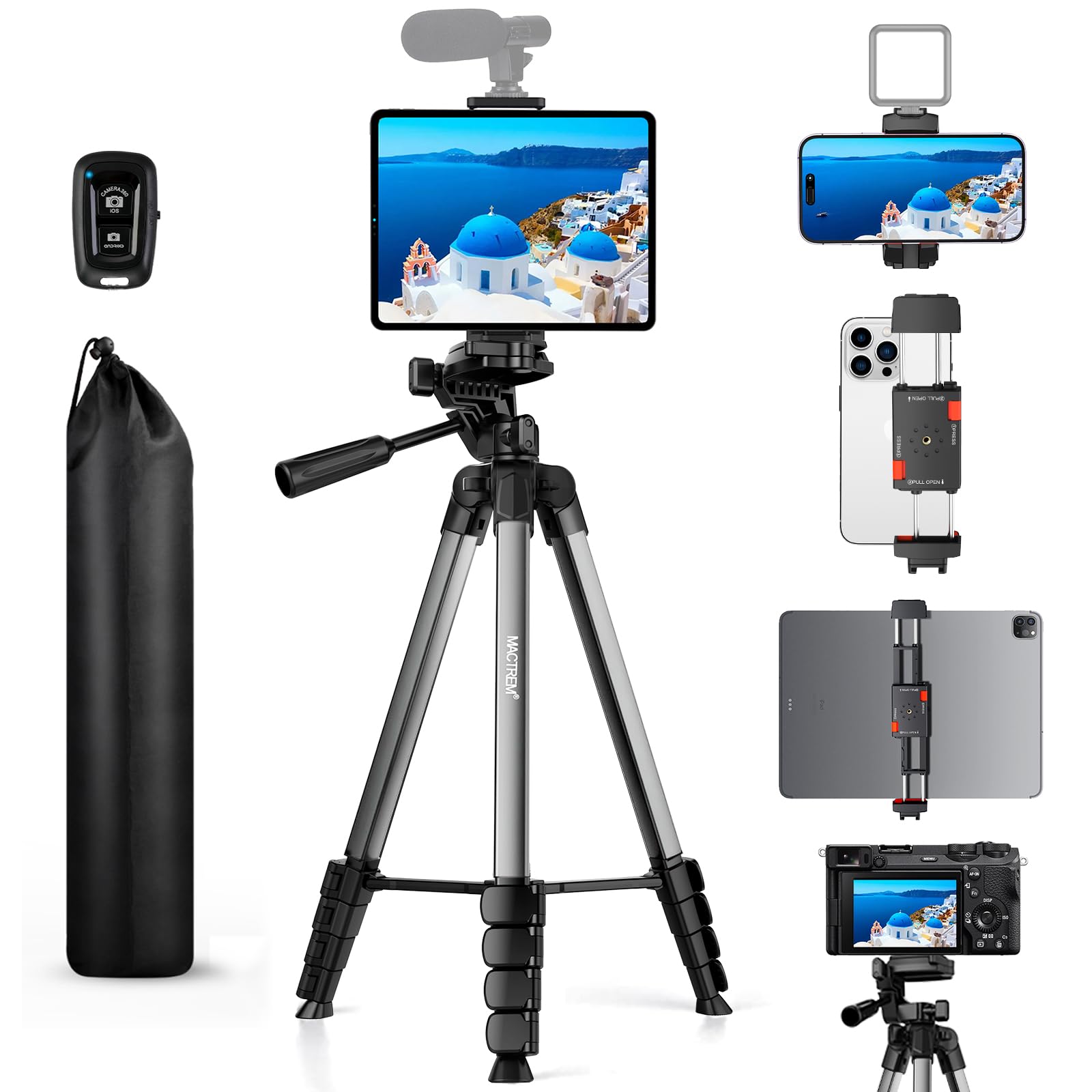Mactrem MACTREM 67" iPad Tripod Stand for Tablet Phone Camera with Remote Mount