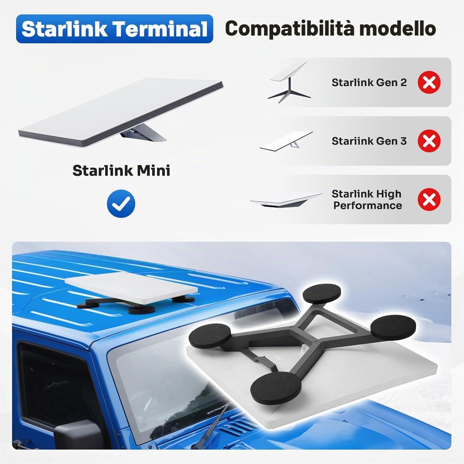 Starlink - Mini staffa magnetica Starlink per tetto auto, mini Starlink, montaggio a ventosa magnetico per camper, furgoni, barche, yacht