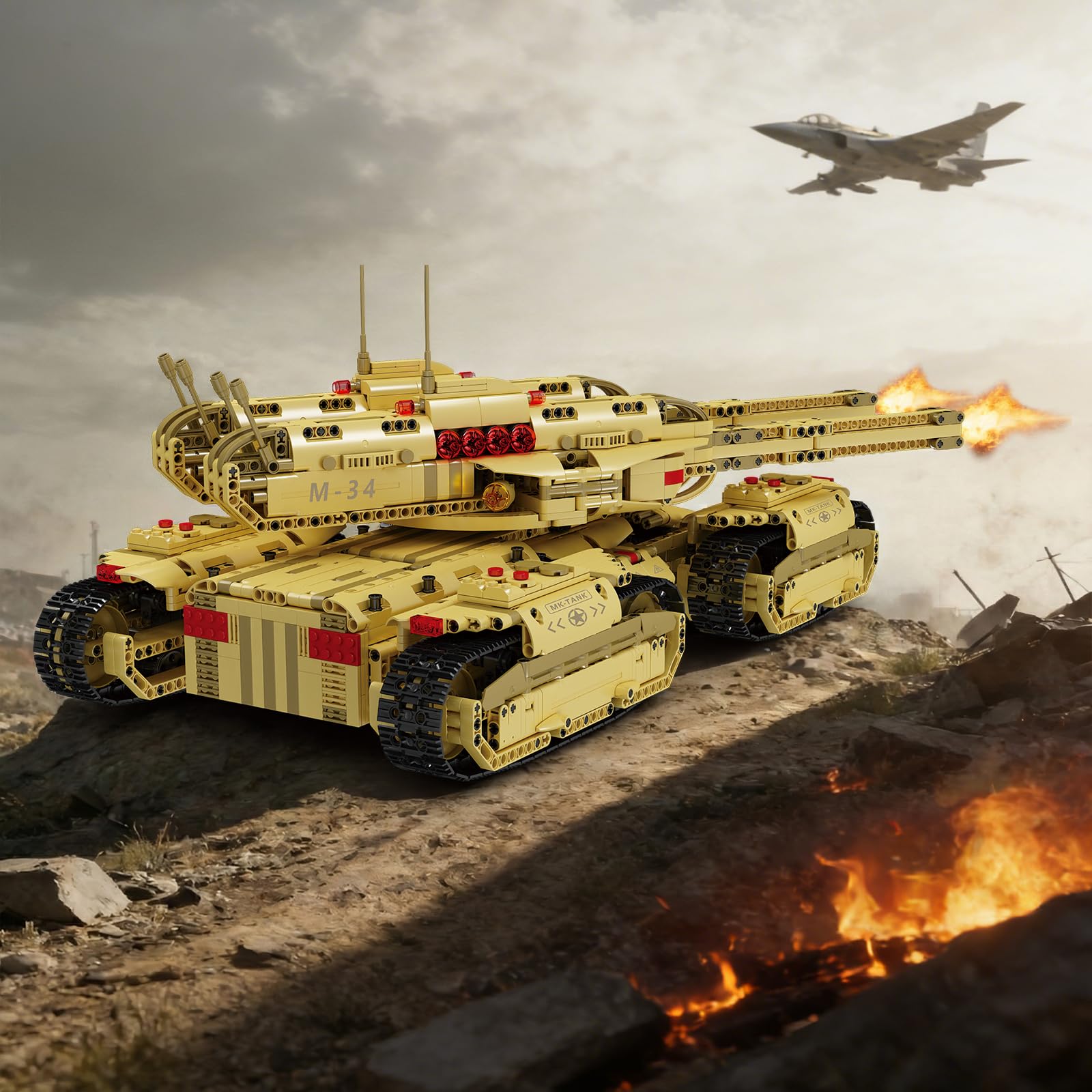 Mould King 20011 Ferngesteuert Tank Bausteine Modell, Technik Panzer Kit mit Fernbedienung und App Dual Control, Panzer Spielzeug Bausatz als Geschenk/Sammlerstücke (3296+ Teile)