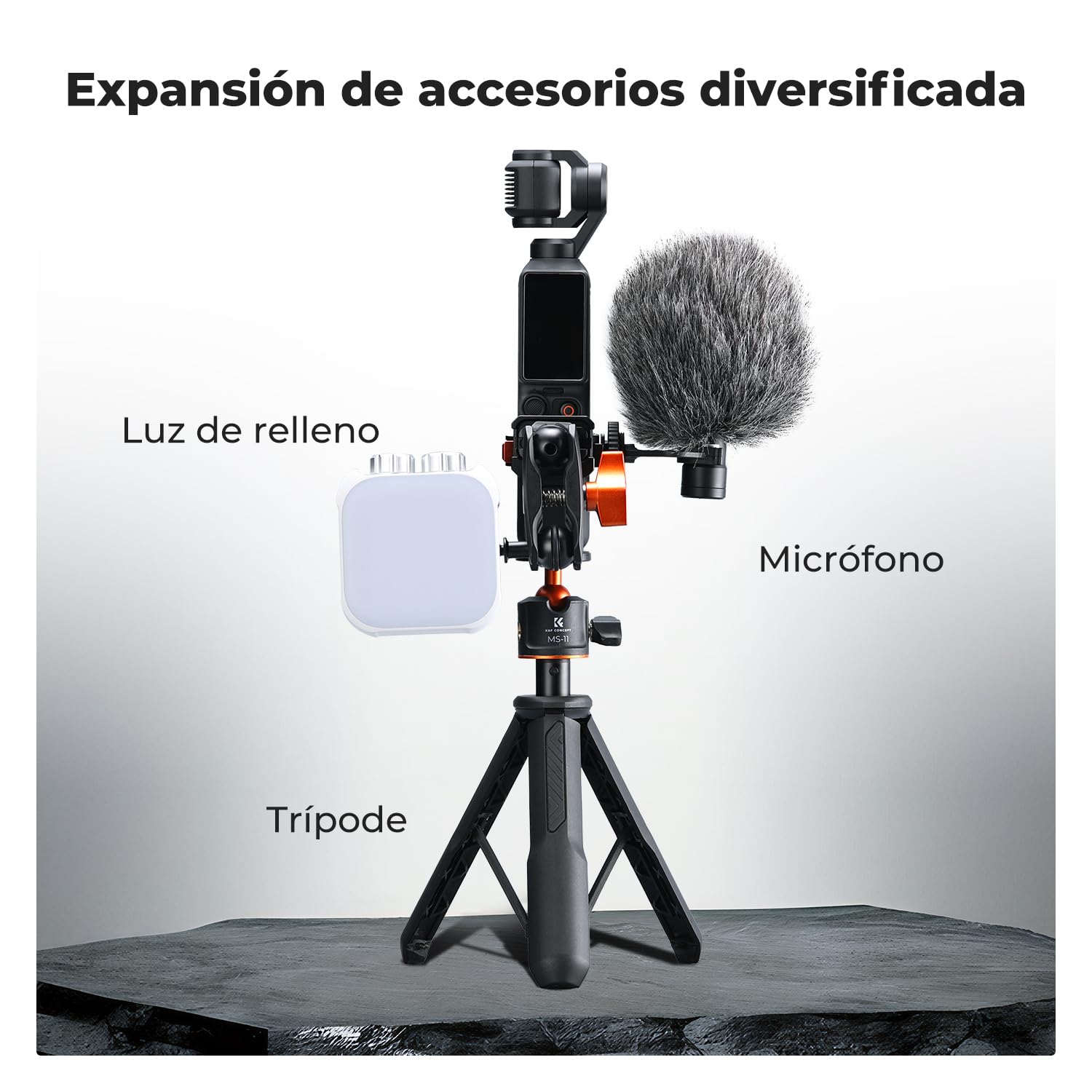 K&F CONCEPT Marco de Expansión de Aluminio para dji Osmo Pocket 4/4P/3 | Jaula Protectora Multifuncional con Zapata Fría, Rosca 1/4, Interfaz Arca y Soporte Plegable para Accesorios Vlog -PP64