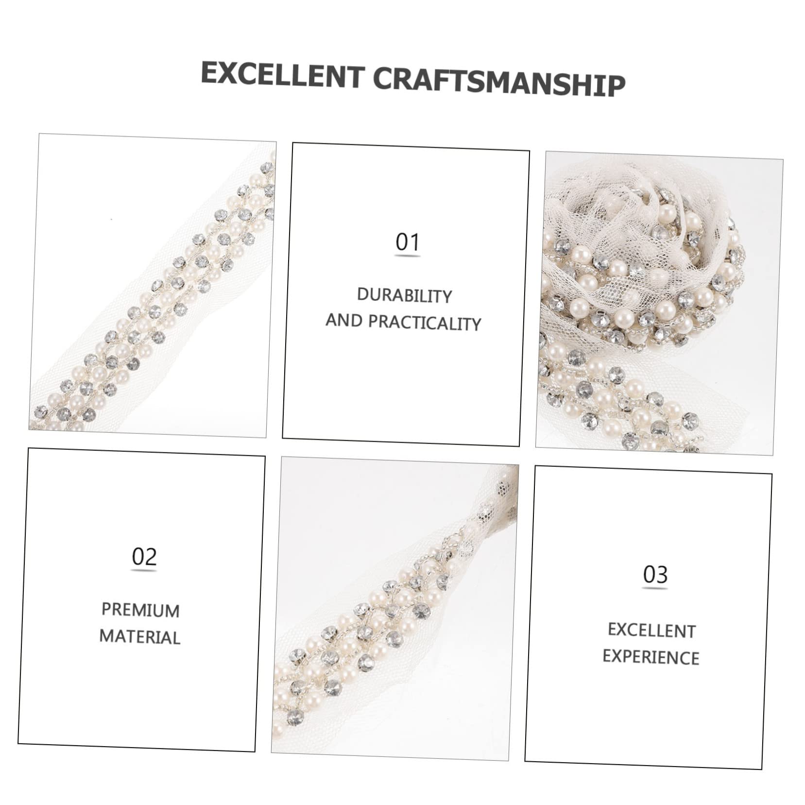 STOBOK 4stücke Decorative Perlen-rhinestone-band Für Kleidung Reihig Elegantes Spitzen-dekorationszubehör Für Hochzeiten Bastelarbeiten Und Wohntextilien