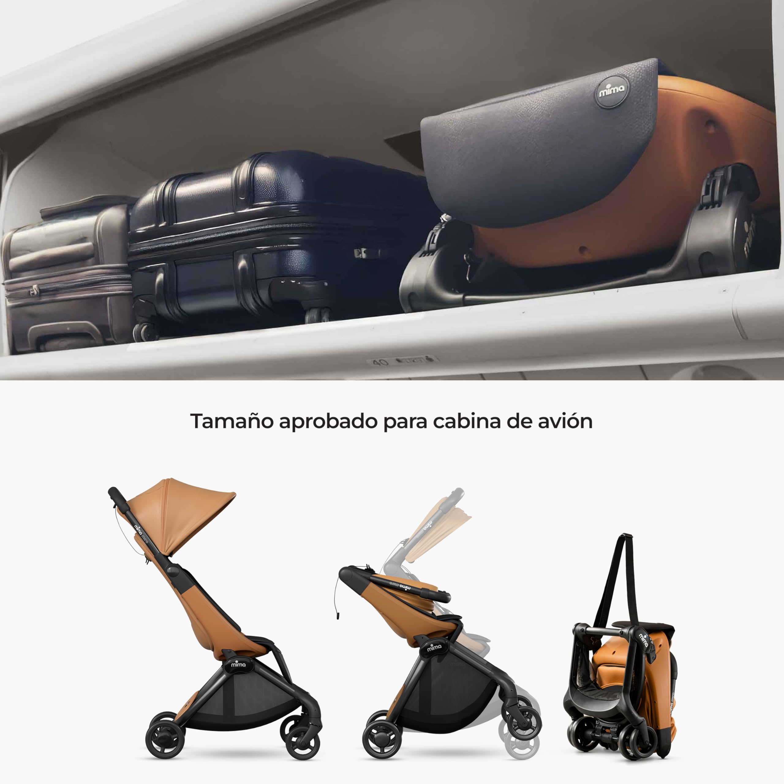 Mima Miro Silla de Paseo Compacta de Viaje, Cochecito Bebé Ligero Plegable con Una Mano, Arnés Magnético de 5 Puntos, Capota UPF 50+ Extensible y Cojín Reversible - Desde Recién Nacido