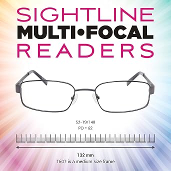 Sightline T607 Medium Fit Multifocus Progressive Power Reading Glasses