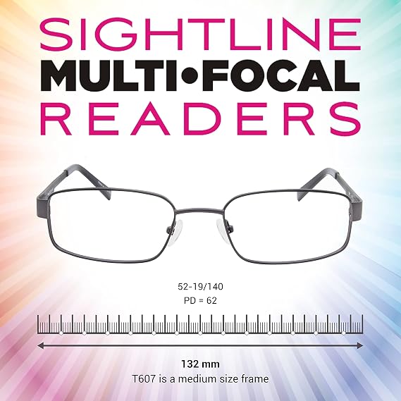 Sightline T607 Medium Fit Multifocus Progressive Power Reading Glasses