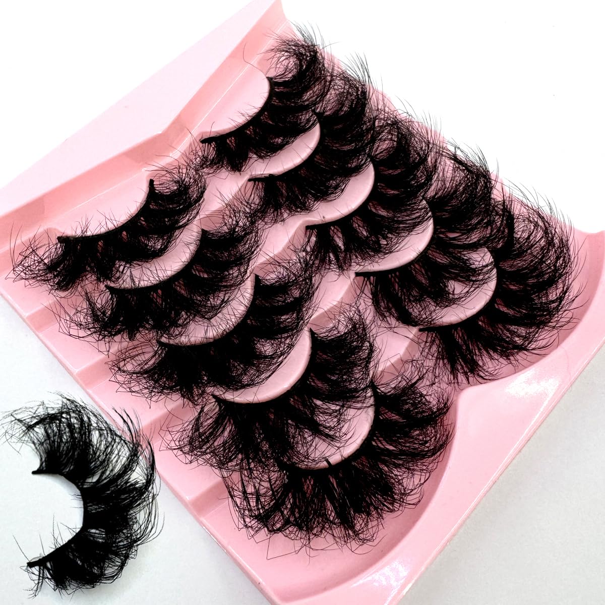 HBZGTLAD 5 Pairs 25mm 10D Faux Mink Lashes Bulk Fluffy Natural False Eyelashes Thick Dramatic Faux Mink Eyelashes