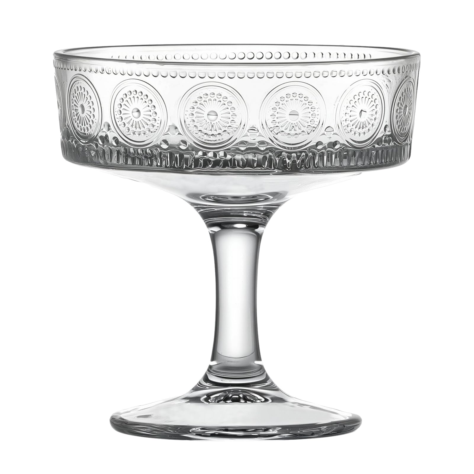 MYKAGS Lot de 6 Coupes Vintage à Motifs Fleuris, 190 ml, Verres à Cocktail Cannelés, Verres à Martini et Champagne