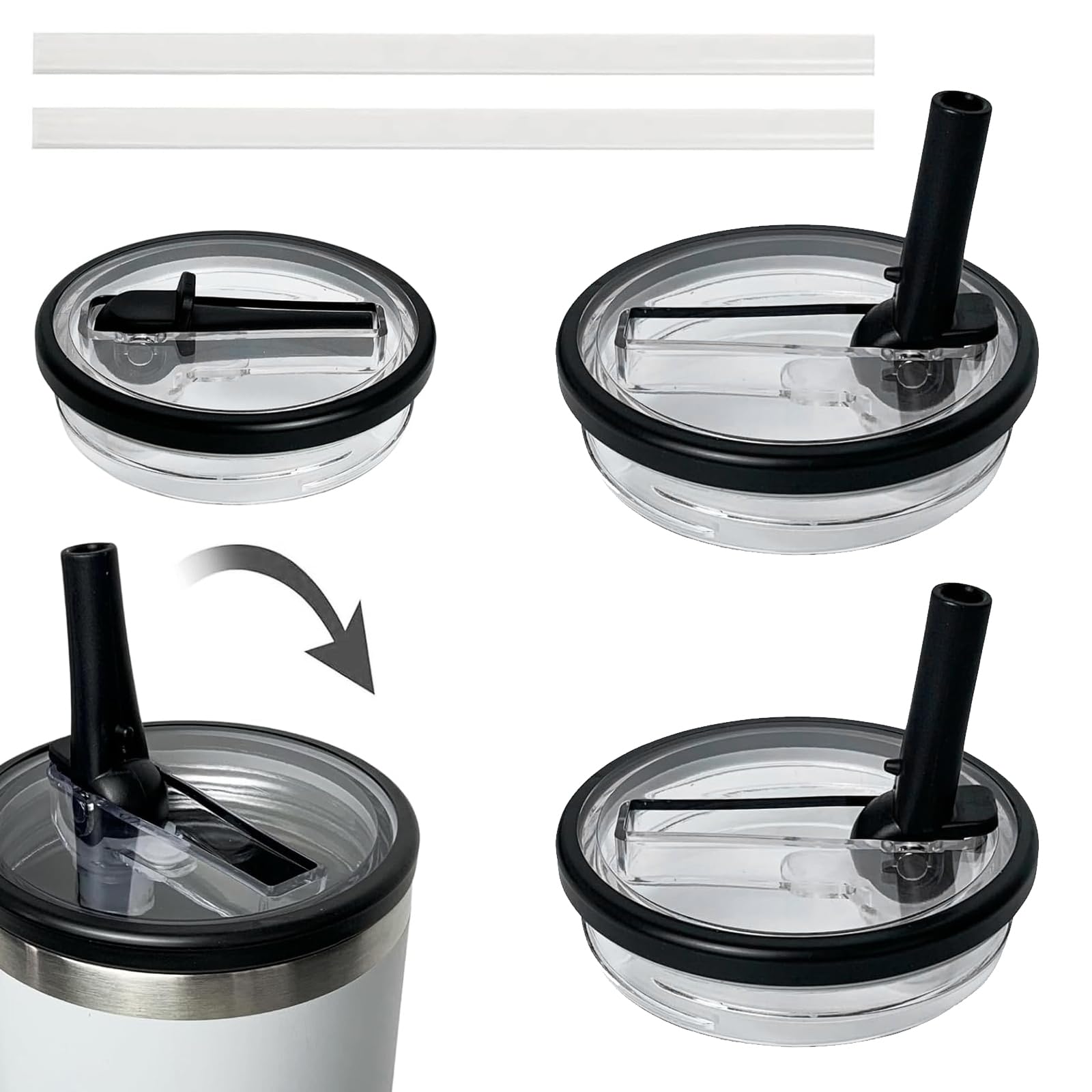 Lot De 2 Couvercles De Rechange Pour Gobelet Stanley 40 Oz - Étanches, Avec Pailles - Accessoires De Remplacement - Pas De Fuites