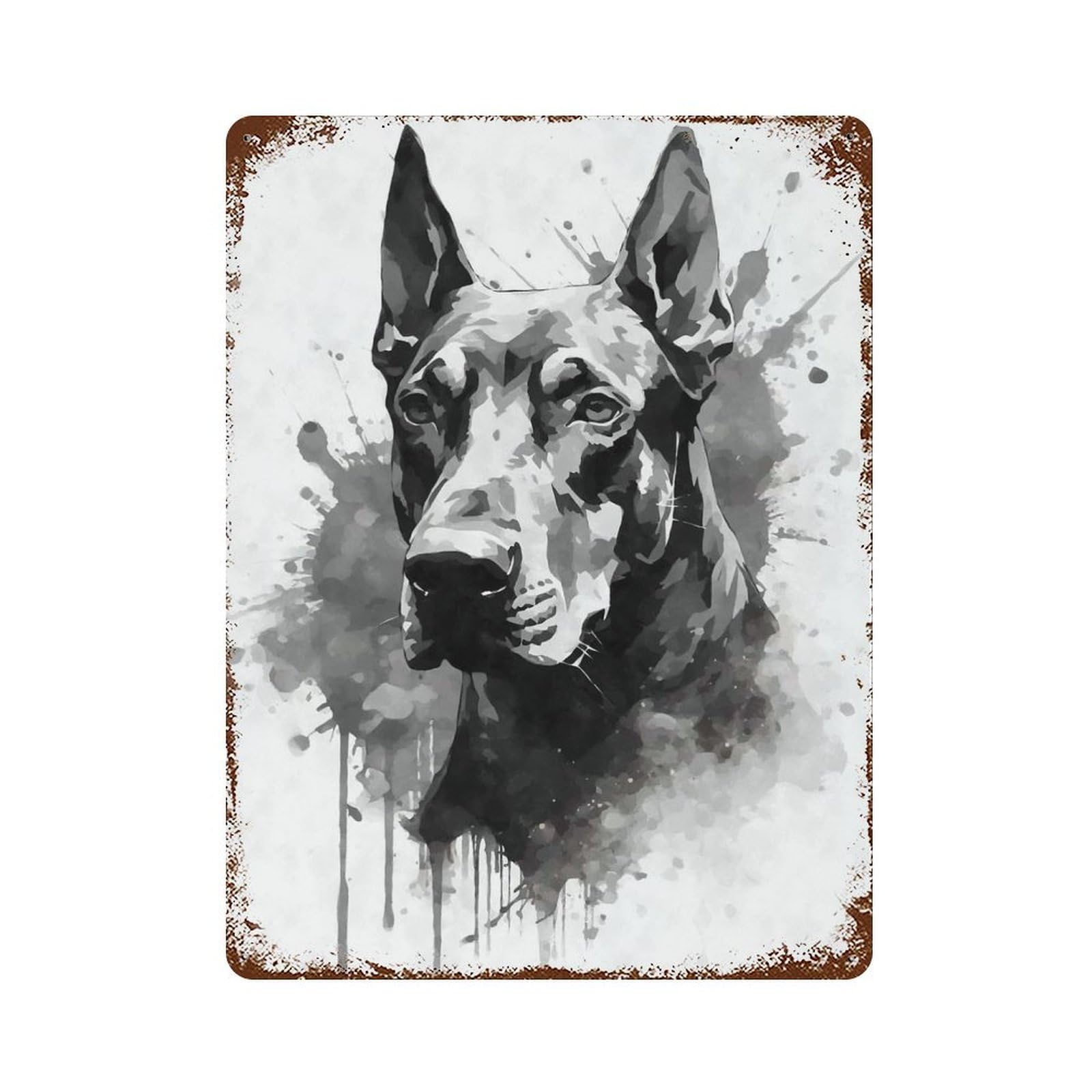 Vintage Rust Metal Sign Doberman Pinscher Portrait 15.7"x11.8", Decorative Metal Wall Art for Basement, Hobby Room And Garage Decor