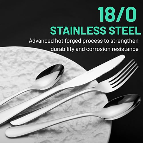Miniatura 3 de VIVANI Juego de cubiertos de 16 piezas para 4, juego de cubiertos de acero inoxidable de alta calidad, juegos de cubiertos para 4, tenedores,