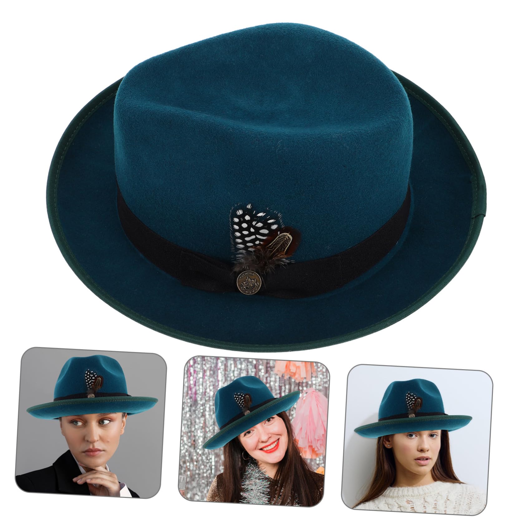 FRCOLOR Sombrero Fedora De Fieltro De Lana Unisex Estilo Occidental Clásico ala Ancha Ideal para Fiestas y Eventos