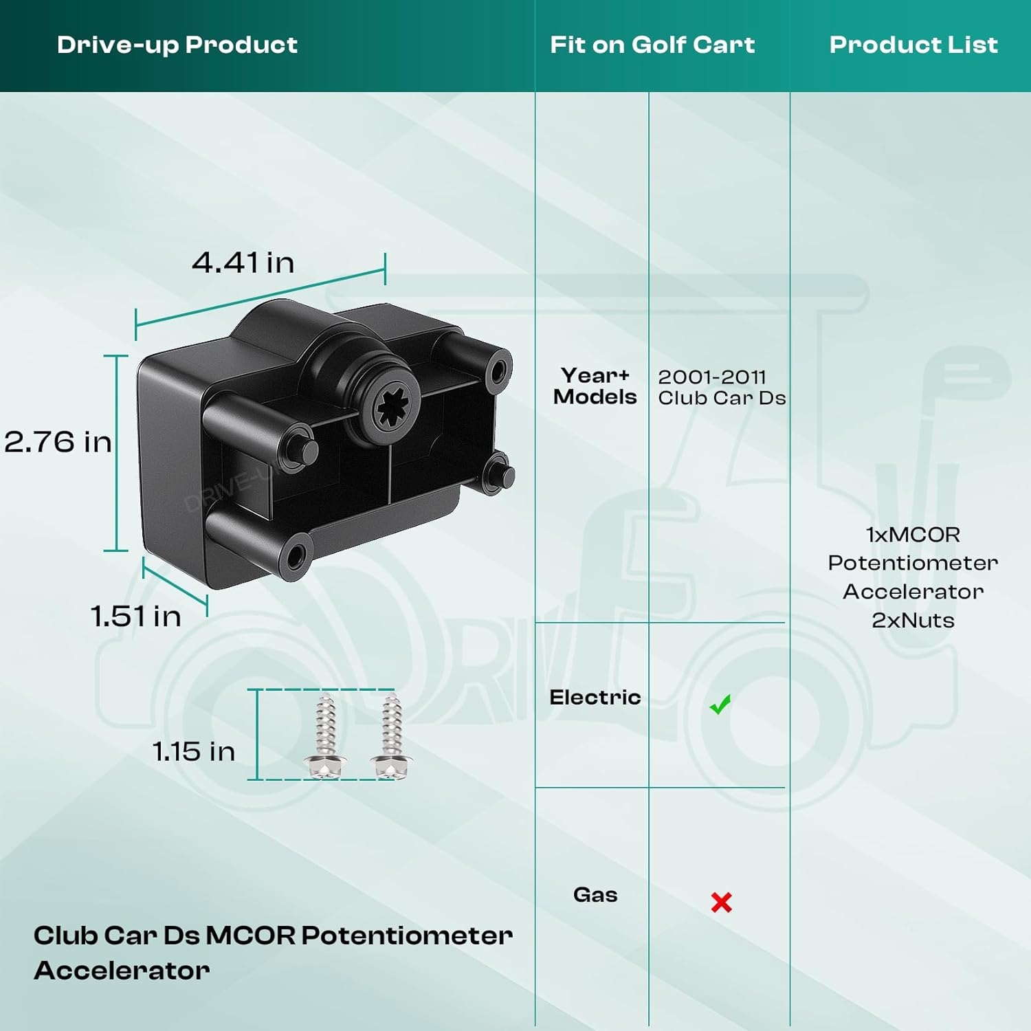 Drive-up Club Car DS MCOR Potentiometer Accelerator, Golf Cart MCOR Motor Controller for Club Car 2001-2011 Electric Golf Cart, Club Car Speed Controller OEM 1021011-01