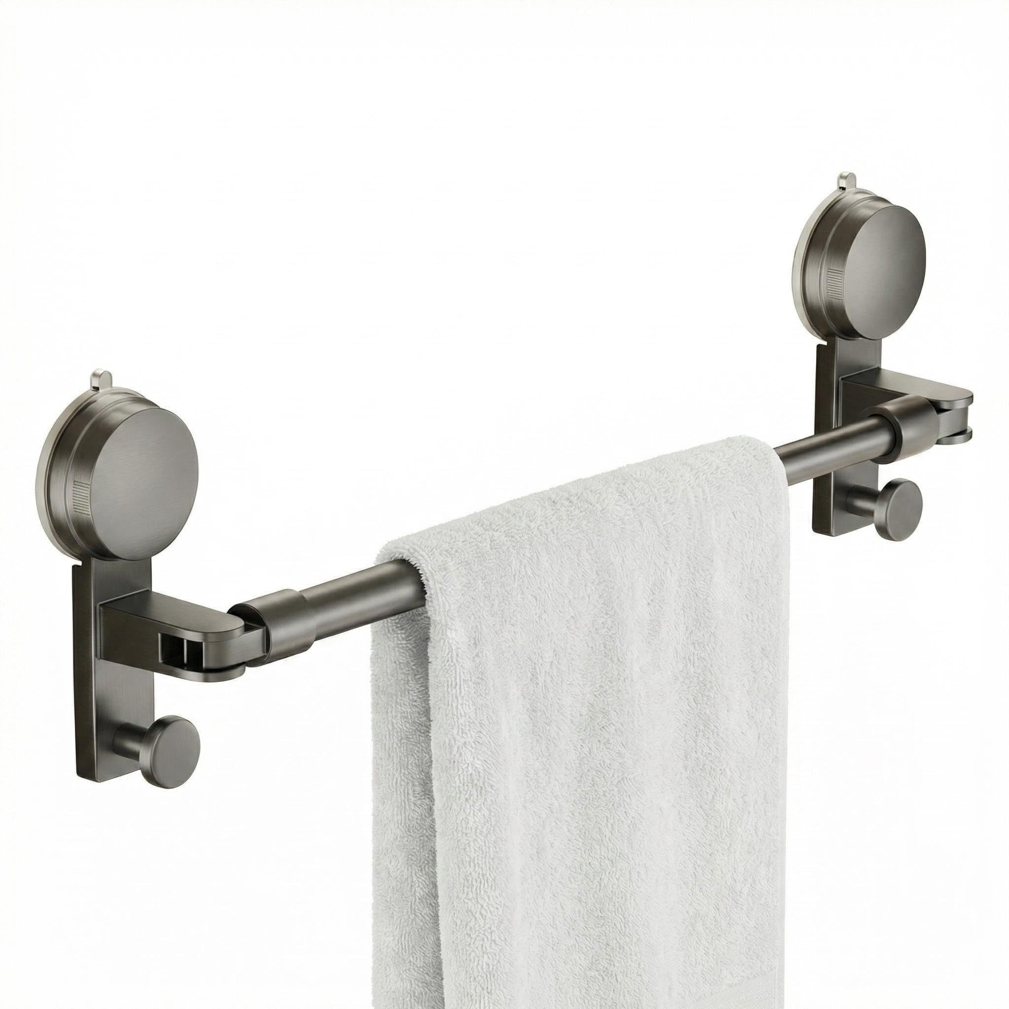 Telescopic Suction Towel Rack No Drill Space Aluminum 15.7-30.7IN