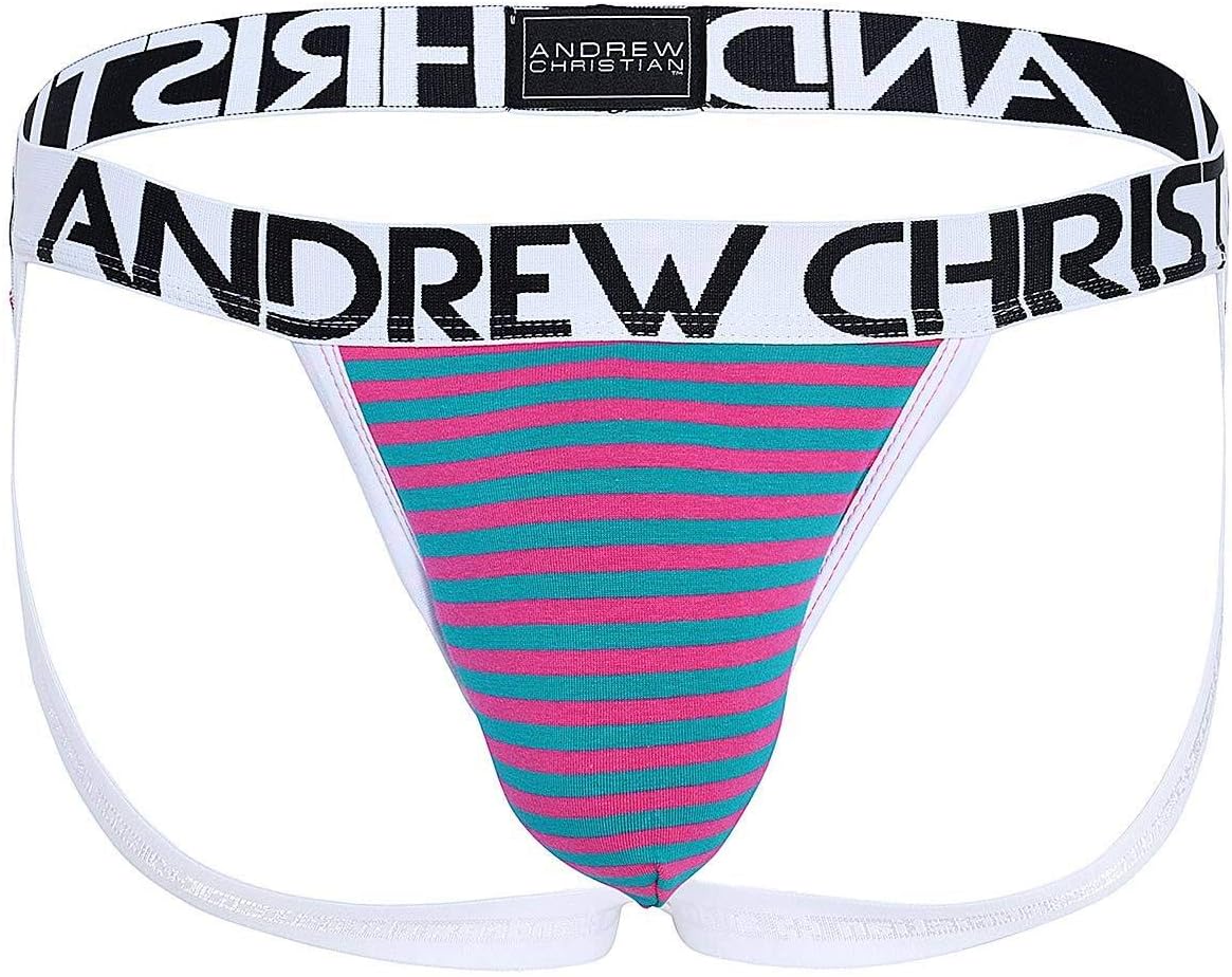 Andrew Christian Men Jockstrap Candy Stripe Jock 91268, Multicolor