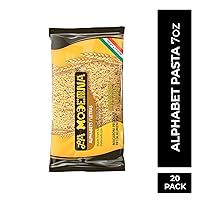Vista 2 de La Moderna Alphabet Pasta, fideos, trigo duro, proteínas, fibra, vitaminas, 7 onzas, paquete de 20