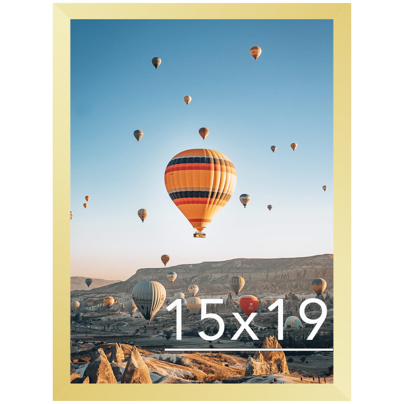 JCJMY 15x19 Picture Frame Gold for Poster Photo Picture, Horizontal and Vertical Formats for Wall Hanging, 15 x 19 Wall Gallery Poster Photo Frame for 15 by 19 Photos Posters, Gold