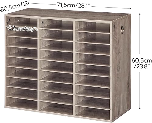Miniatura 3 de HOOBRO Organizador de literatura, 27 compartimentos, organizador de correo de madera, clasificador de literatura de encimera con estantes ajustables