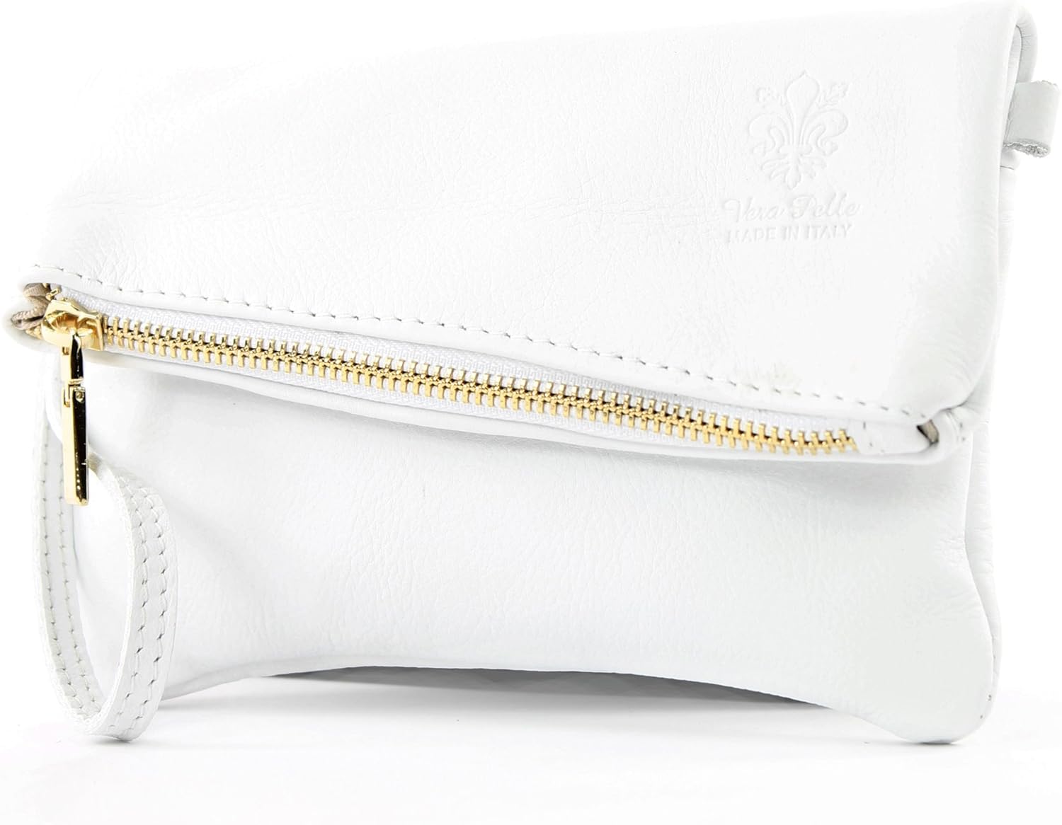 modamoda de - T95 – Bolso de muñeca ital de piel de napa Mini, Blanco, X-Small
