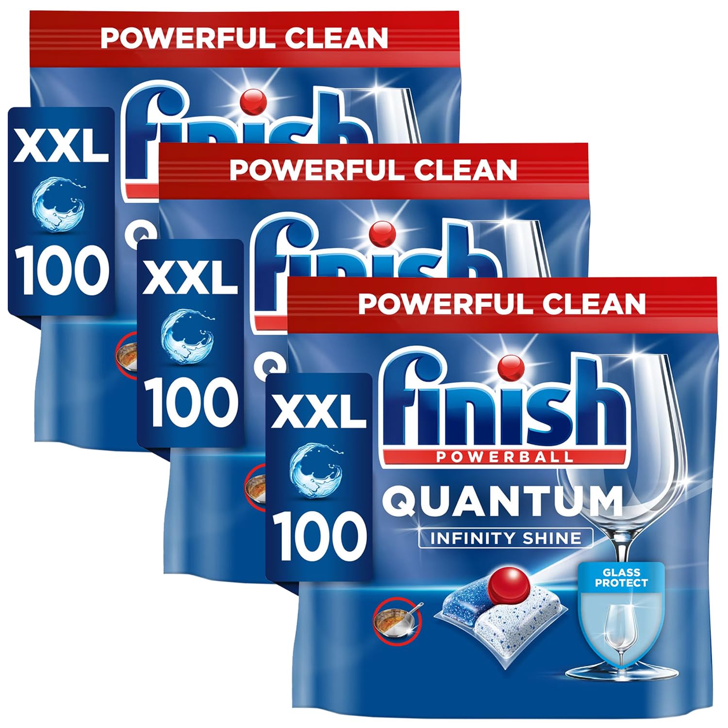Finish Quantum Infinity Shine Pastiglie per lavastoviglie Bulk | Profumo regolare | 300 pastiglie per lavastoviglie per una pulizia profonda e una lucentezza scintillante