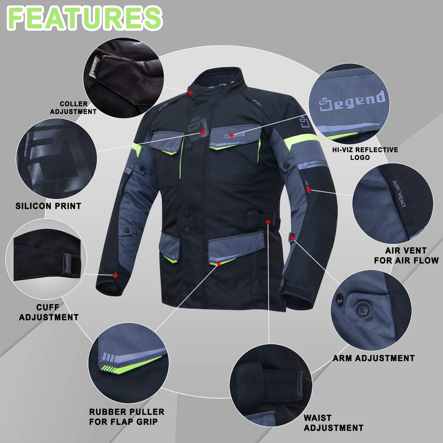 Travel Man | Giacca da Moto da Uomo con Protezioni per Palle e Gomiti, Impermeabile, Tile Trail + Fodera Invernale Removibile - Approvata