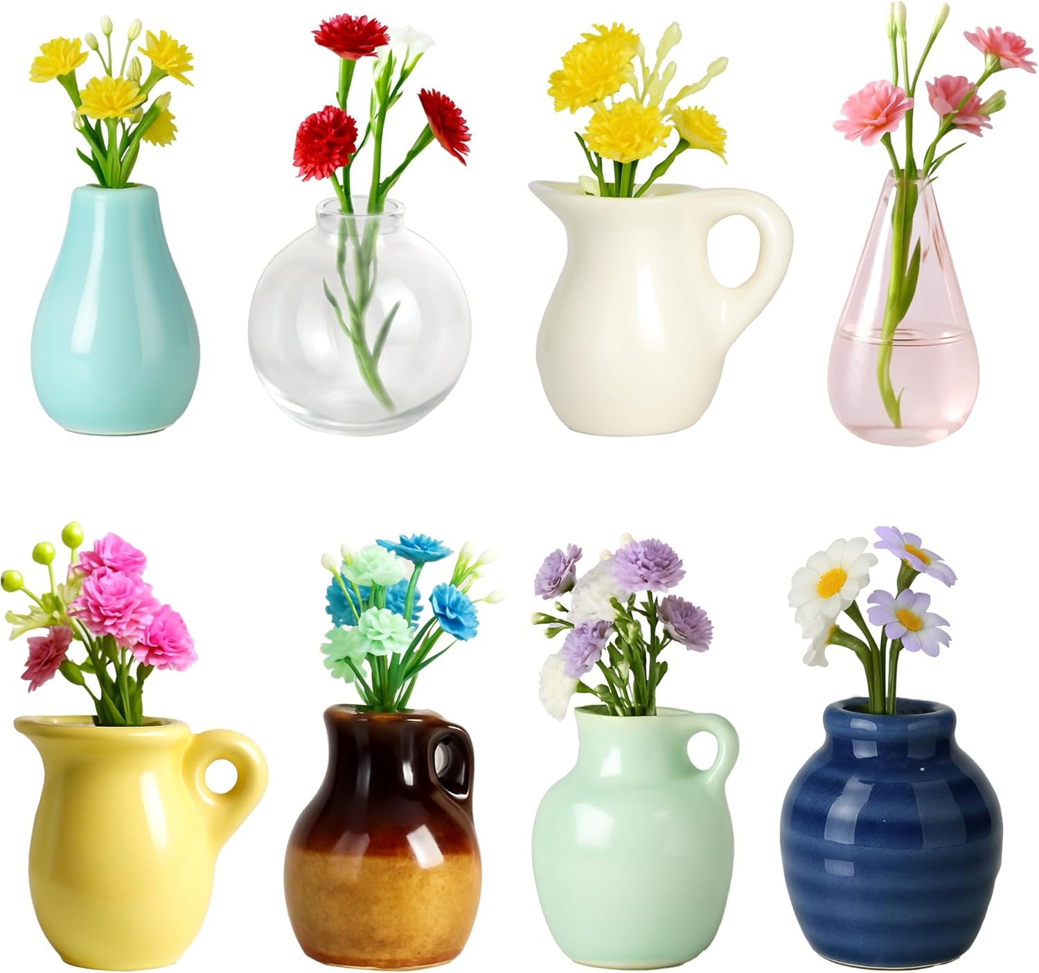 Mini Ceramic Vase Magnets for Fridge, Cute Tiny Plant Vase Fridge Magnets for Kitchen Refrigerator Office Locker Decoration, with Flowers (8 Pack) Mini Ceramic Vase Magnets for Fridge, Cute Tiny Plant Vase Fridge Magnets for Kitchen Refrigerator Office Locker Decoration, with Flowers (8 Pack)
