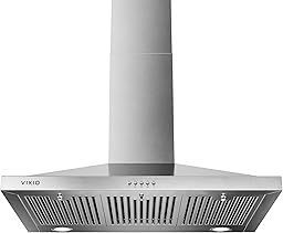 VIKIO HOME Wall Mount Range Hood 36 inch, 600 CFM Kitchen Vent Hood, Ducted or Ductless, with Charcoal Filters, Stainless Steel Baffle Filters & Dual LED Lights