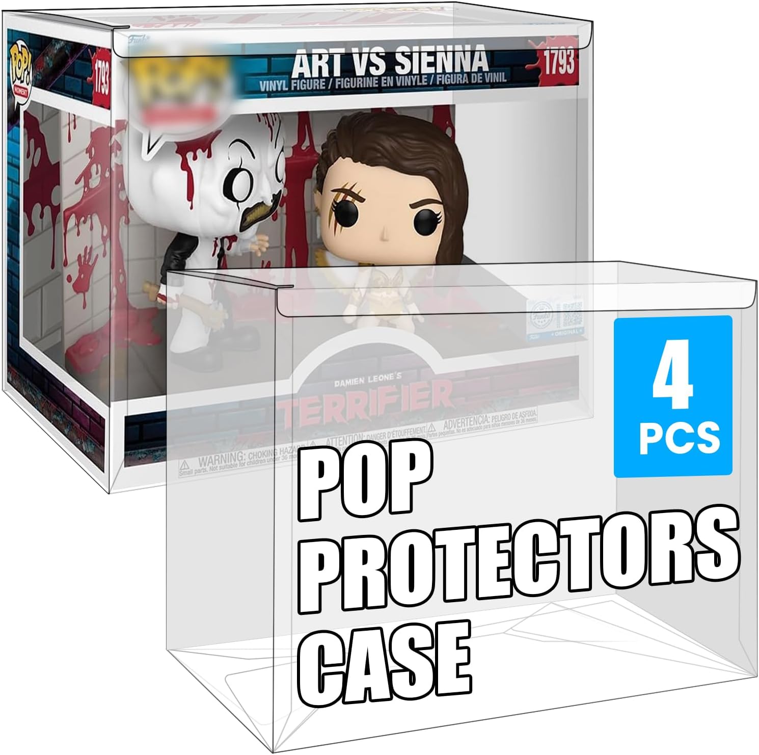 4 Pack 0.5mm Pop Protectors Compatible with Funko Pop Towns/Moments/Rides – Heavy Duty Crystal Clear Display Case, Scratch Resistant, Auto-Lock Bottom, Protective Film