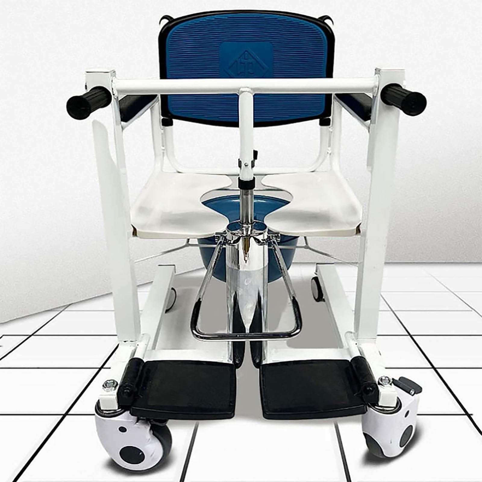 SXSLTSA Mobile commode chair, Hydraulic Home patient lifts transport chairs for the disabled 180° split seats, bedside commode and bath chairs