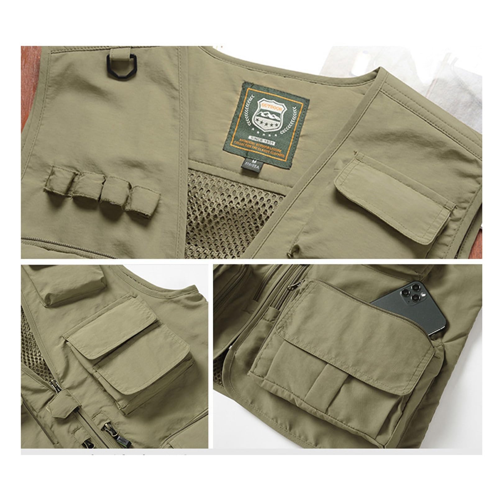 CLSQLXYJZC Gilet Tattico Multitasche, Gilet Estivo Da Uomo Taglie Forti Traspirante In Rete Con Cerniera Multi-traspirante Per Attività All'aperto, Giacca Da Caccia E Campeggio Ad Asciugatura