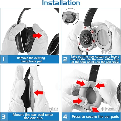 Miniatura 5 de Geekria QuickFit - Almohadillas de repuesto para auriculares Edifier W800BT (CMIIT ID:2019DP1007), K815, W808BT, almohadillas para los oídos (negro)