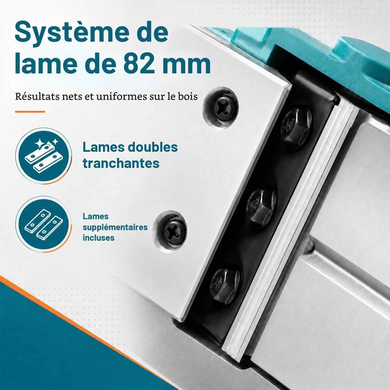 KATSU FIT-BAT 21V Rabot Sans Fil, Régime à Vide 15000RPM, Largeur de Rabotage 82mm et Profondeur 2mm, Raboteuse à Main électrique, Lames Supplémentaires Incluses, sans Batterie ni Chargeur