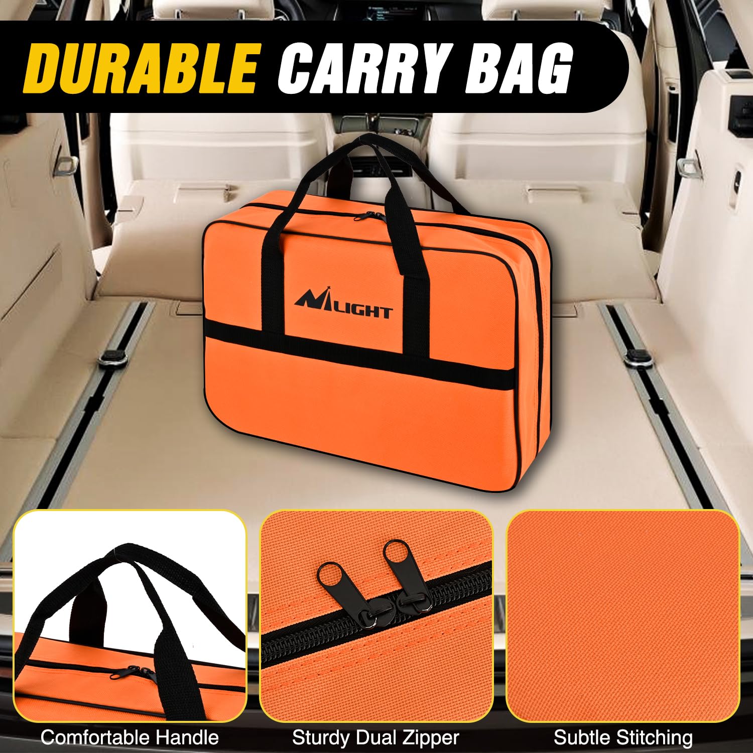 Nilight Car Emergency Kit with Jumper Cable Air Compressor Tire Repair Essential Tools First Aid Alligator Connector Electrical — view 8