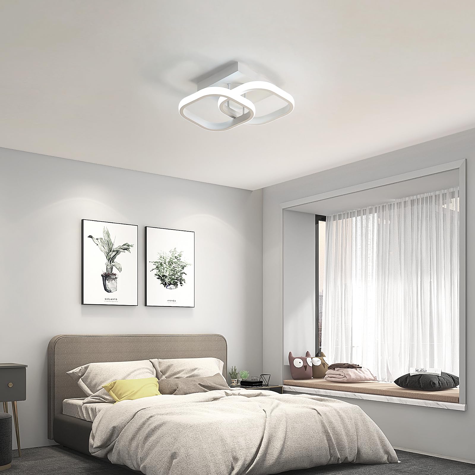 Comely - 2 Plafoniere LED quadrate da Soffitto 24W, 2700LM, con design Moderno. Luce fredda 6500K, adatta ad ogni ambiente come: soggiorno, cucina, bagno, camera da Letto o corridoio, Bianco, 24cm.
