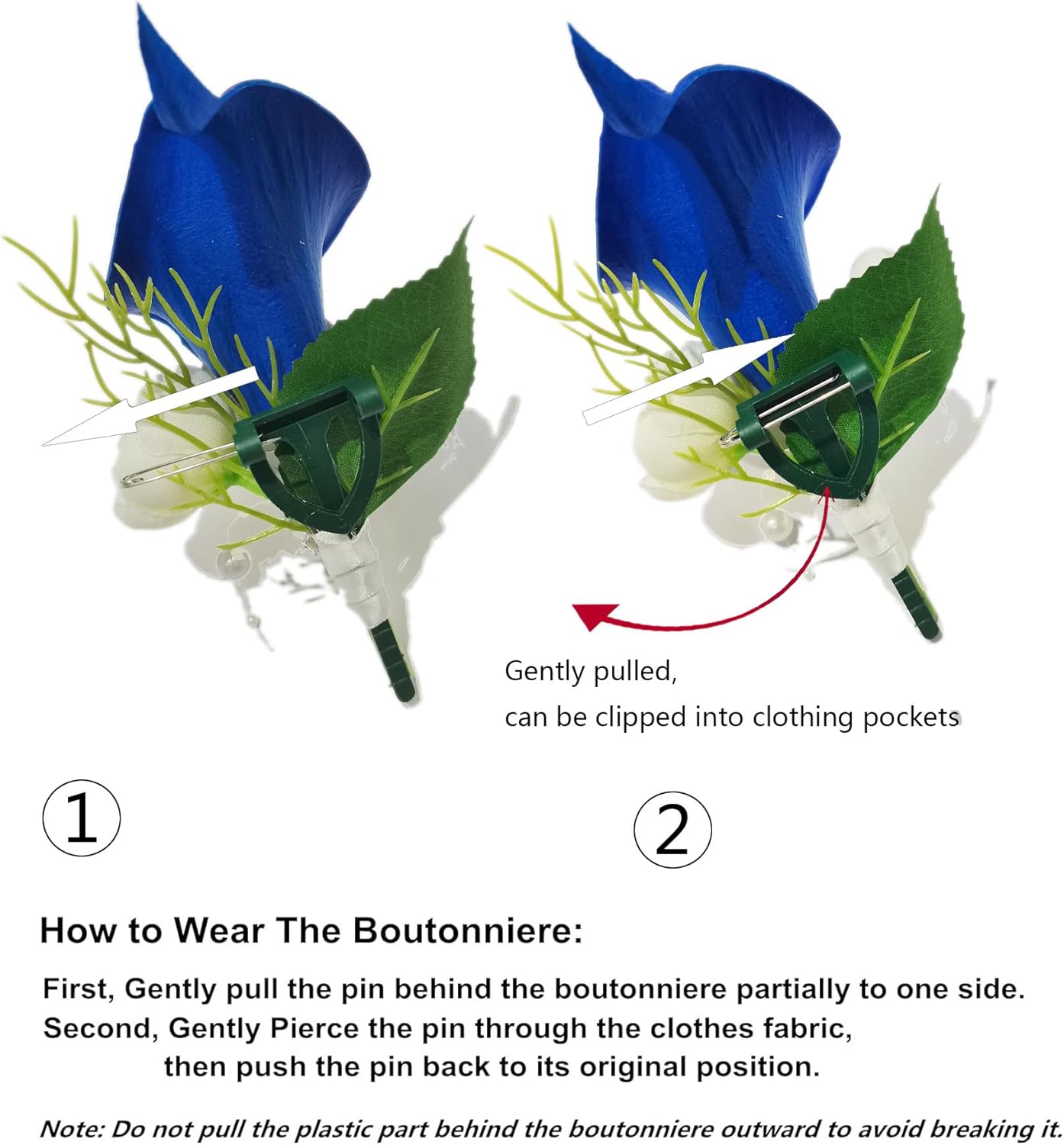 YIFUwedding Calla Lily Wrist Flower,Set of 6, Bridesmaid Wedding Party Wrist Flower,Bridal Flower Used for Dance Parties，Groom and Groomsman, Corsage (6 Royal Blue Corsage) - Image 5