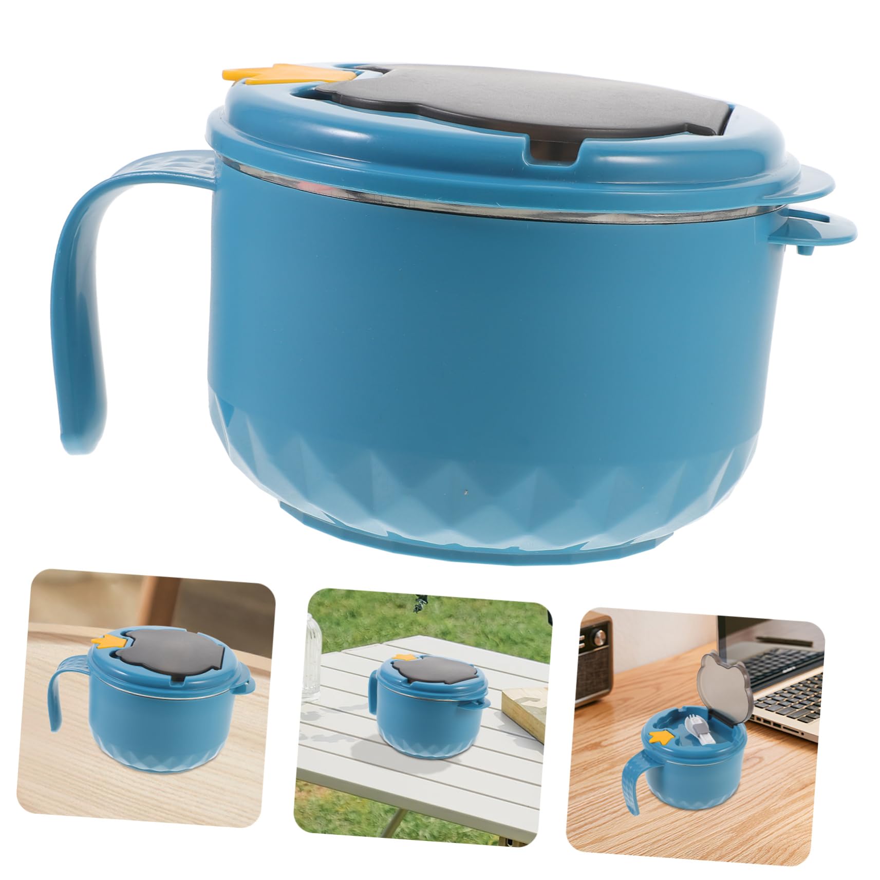 BESTYASH Instant Noodle Bowl with Handle Portable Lunch Container for School Work Outdoor Activities Features Drain for Easy Water Filtration