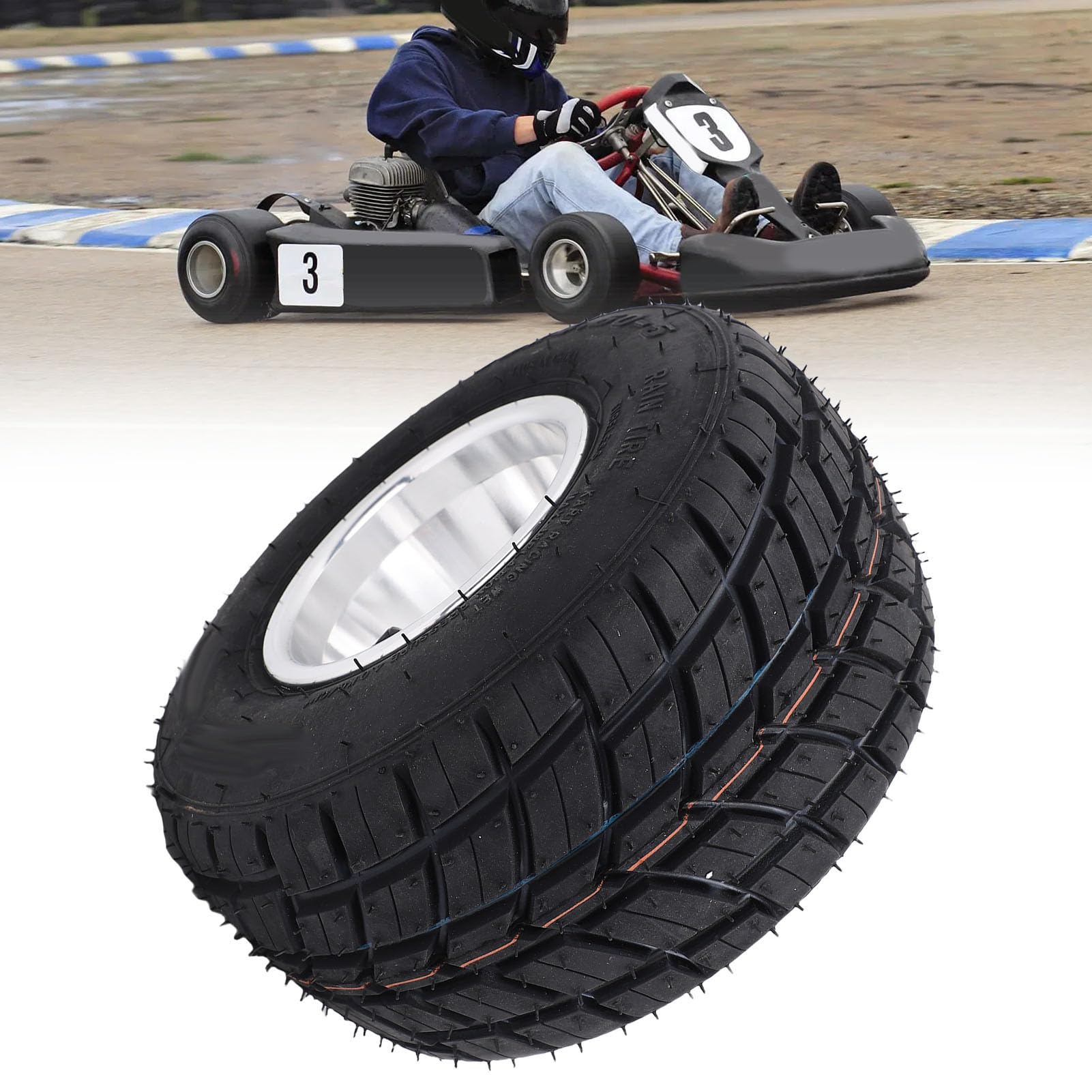 Yctze 10x4.50-5 Pneu à Roue de Bord Avant Go Kart Tire Kart Tire Racing Kart Tire 4pr Anti Puncture Anti-ponction avec Rim en Alliage en Aluminium pour Le Chariot UTV ATV Côte à Côte