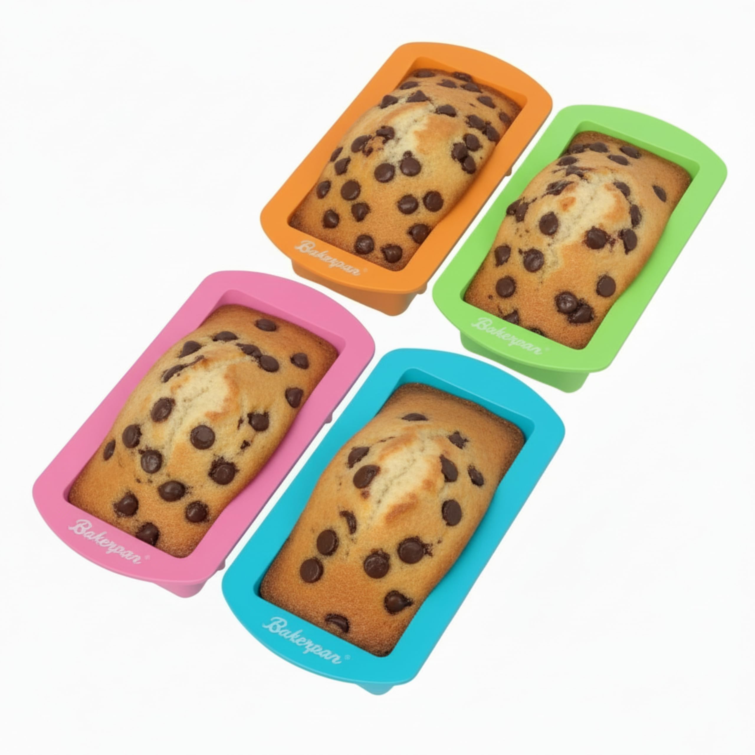 Bakerpan Silicone Mini Loaf Pans for Baking, Mini Cake Pans, 4.5 Inch Baking Pan, Reusable Baking Mold - Set of 4