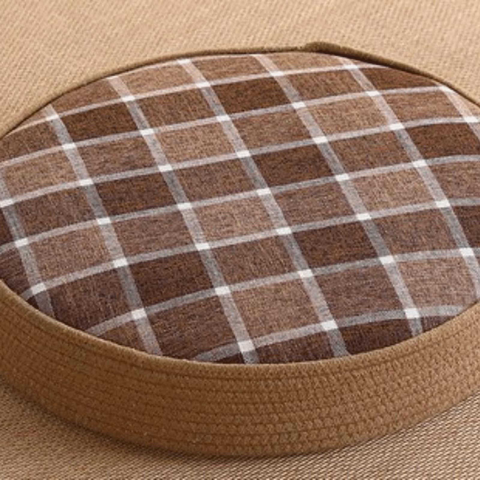 Jixinhekeji Coffee Grid Tatami Floor Pillow Sitting Cushion,Hand-Woven Round Putuan Floor Cushion, Meditation Japanese Floor Cushion(Size:(Dia) X(H) 40 X10cm/15.8"X4" (Appr),Color:coffee Grid)