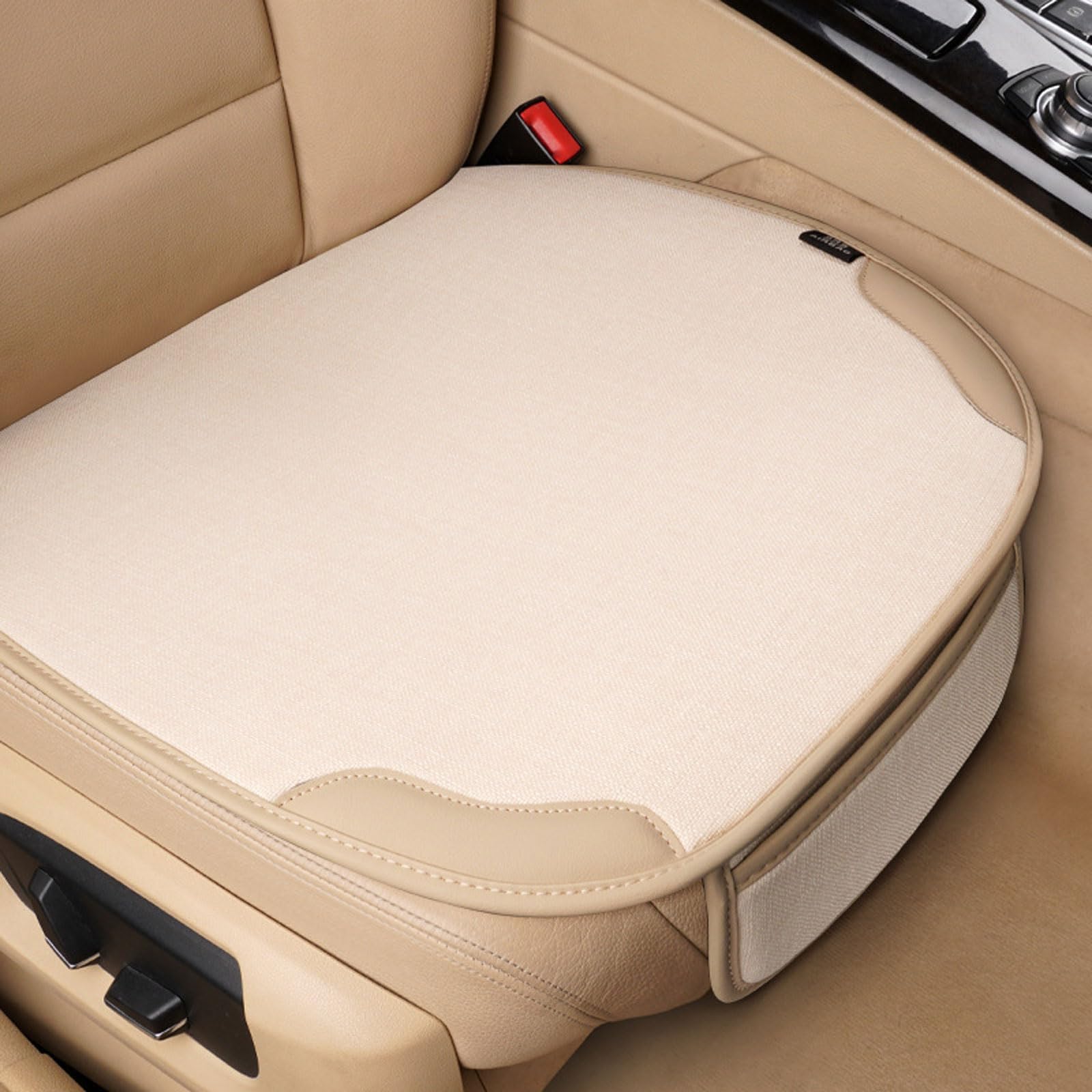 HFFTYU Car Seat Cushion for Range Rover Velar Range Rover Sport Evoque Freelander Freeman Breathable Pure Linen Front Seat Protector Universal Non-Slip Driver Pad with Storage Pocket,D