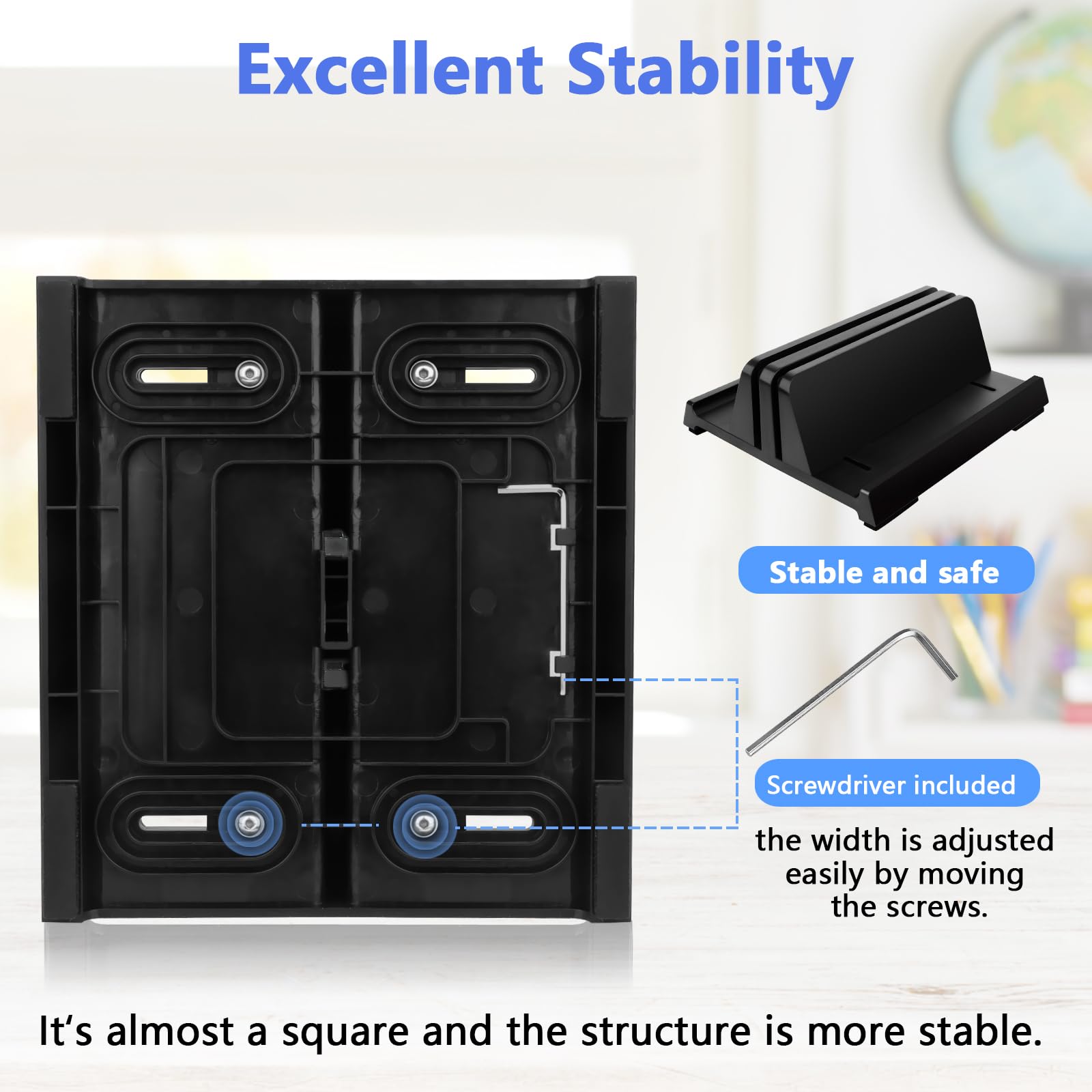 Vertikaler Laptop-Ständer Aus ABS – 3-in-1-Design Mit Handyhalter & Stifteablage – Platzsparend & Stabil