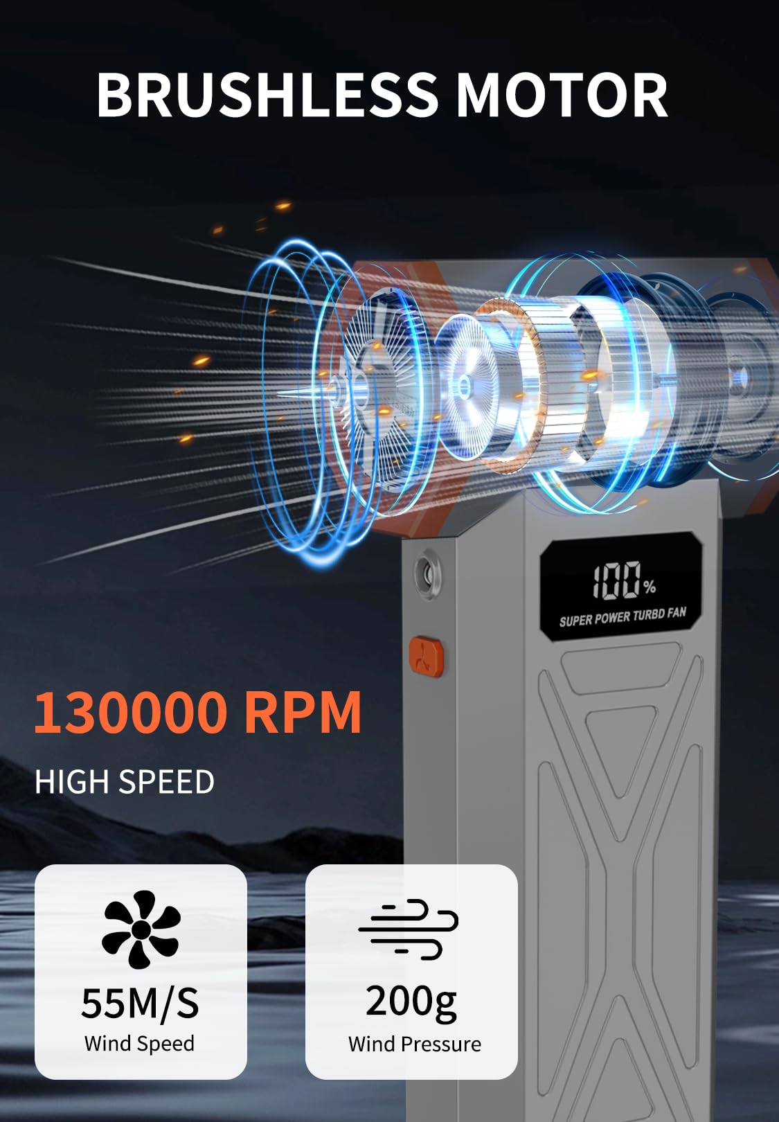AS-S50 – Dépoussiéreur électrique à air 130 000 tr/min, super puissant, sans fil, mini souffleur réglable à 4 vitesses avec charge rapide, souffleur de poussière pour ordinateur, clavier